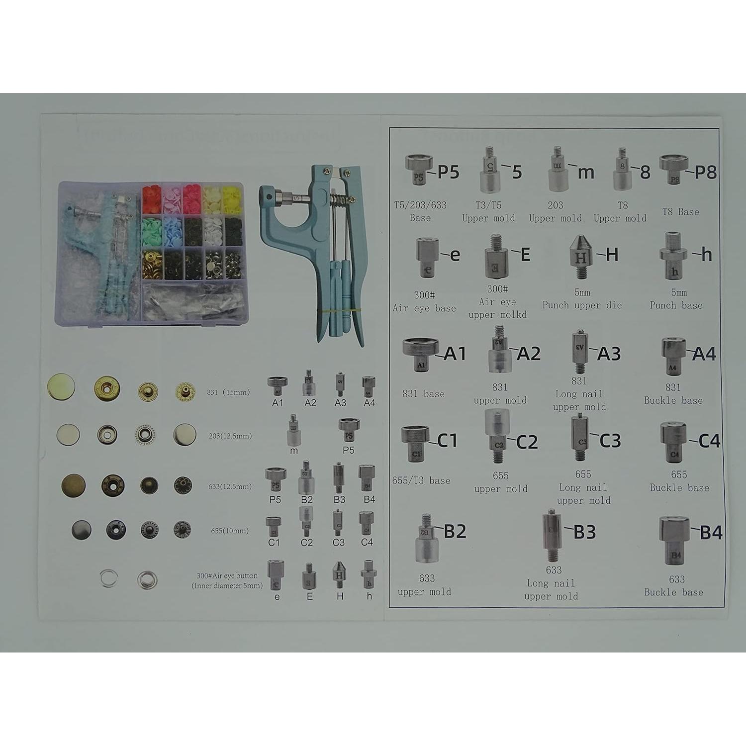 Kit de Broches de Costura Ryanwujiji con Alicates y 160 Piezas