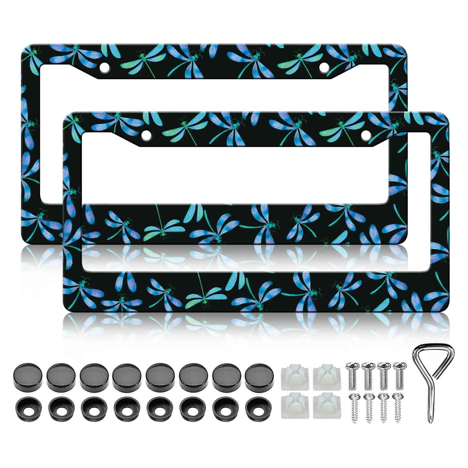 Marco de Placa de Matrícula LIN KANG Dragón Azul - Paquete de 2