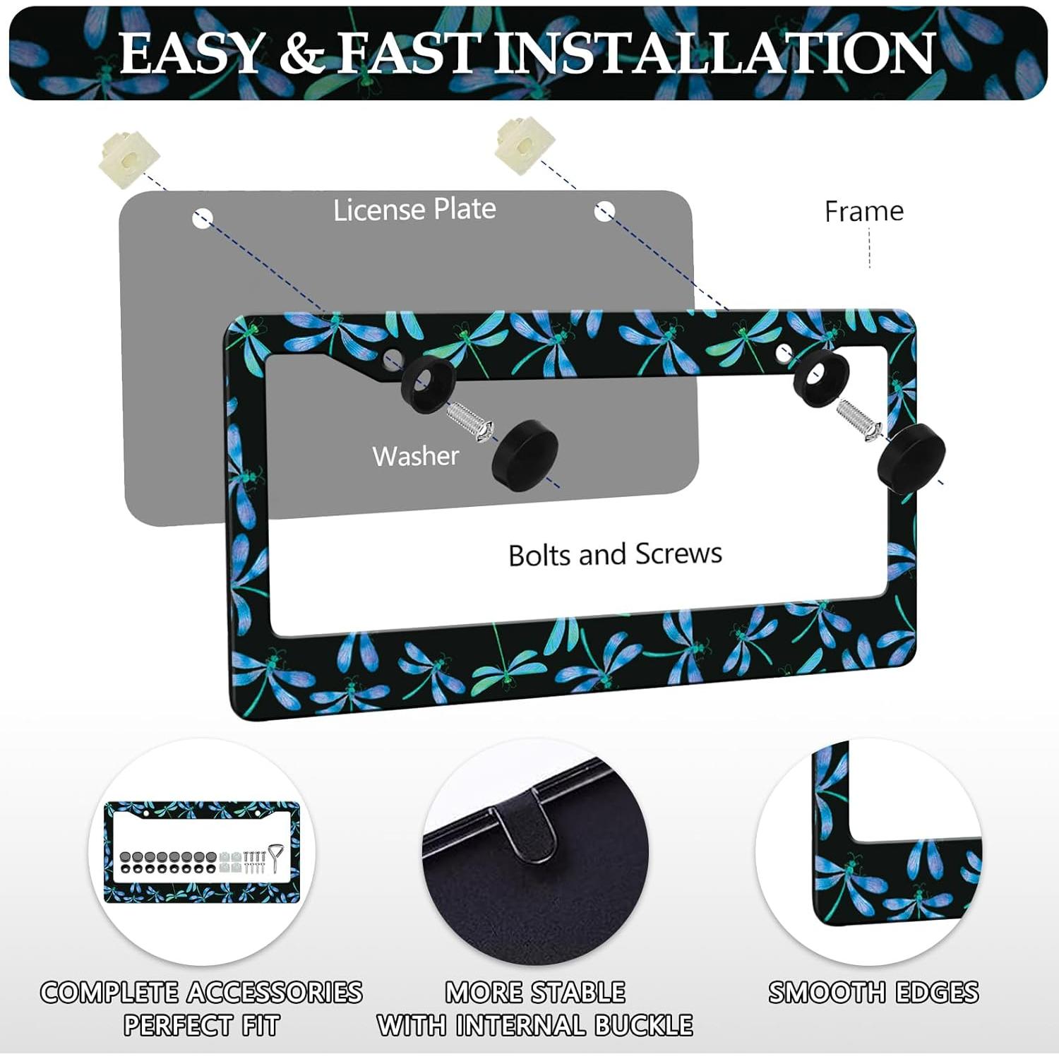 Marco de Placa de Matrícula LIN KANG Dragón Azul - Paquete de 2