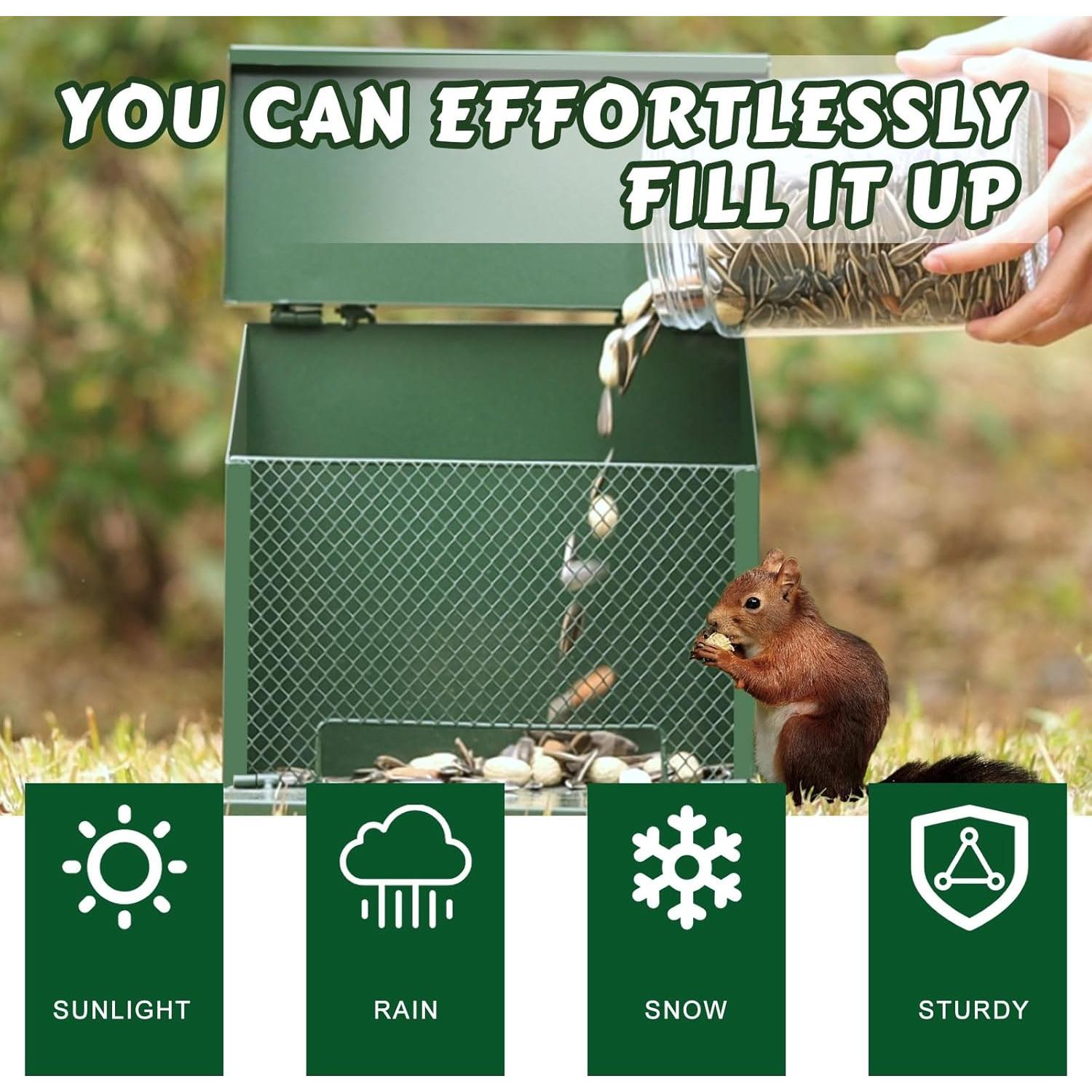 Comedero para Ardillas Gavinjitao de Metal Verde Colgante