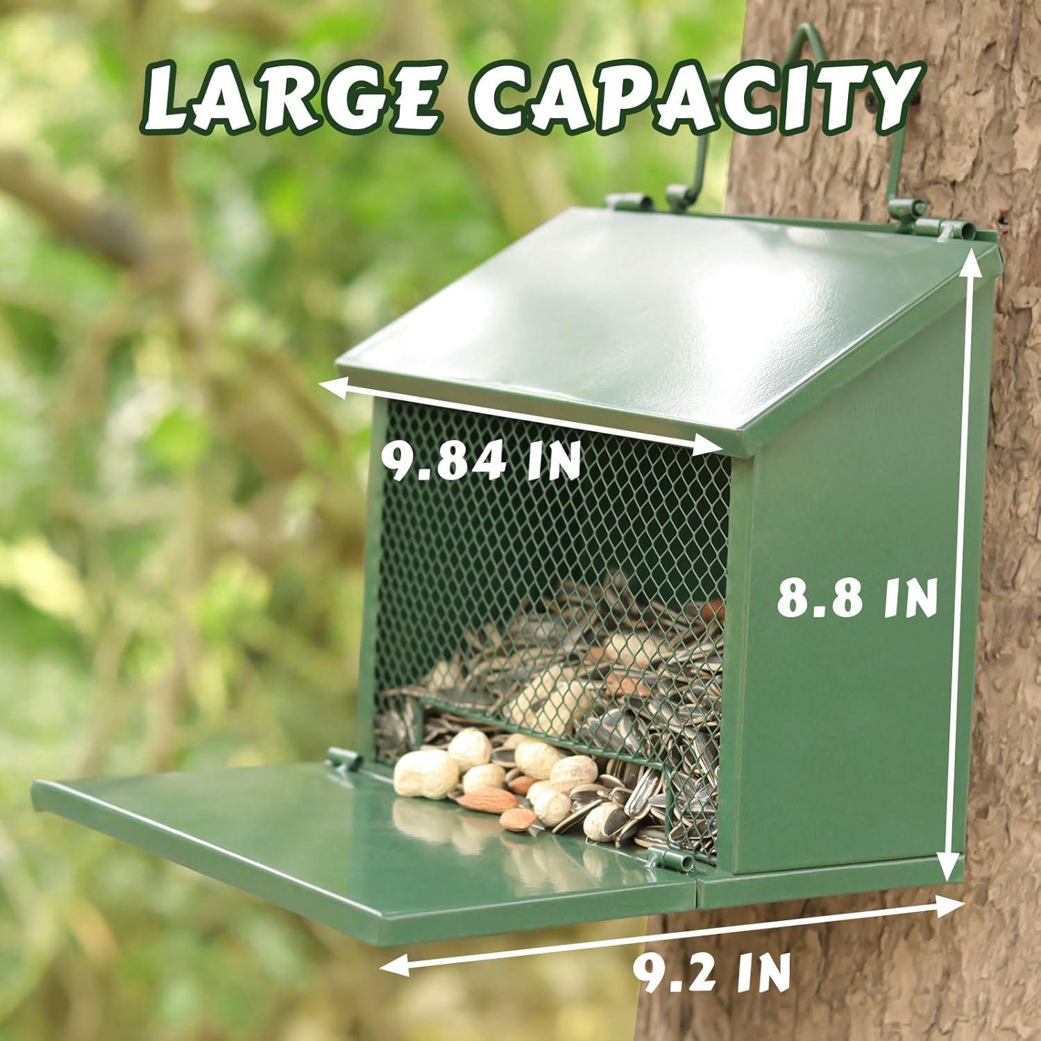 Comedero para Ardillas Gavinjitao de Metal Verde Colgante