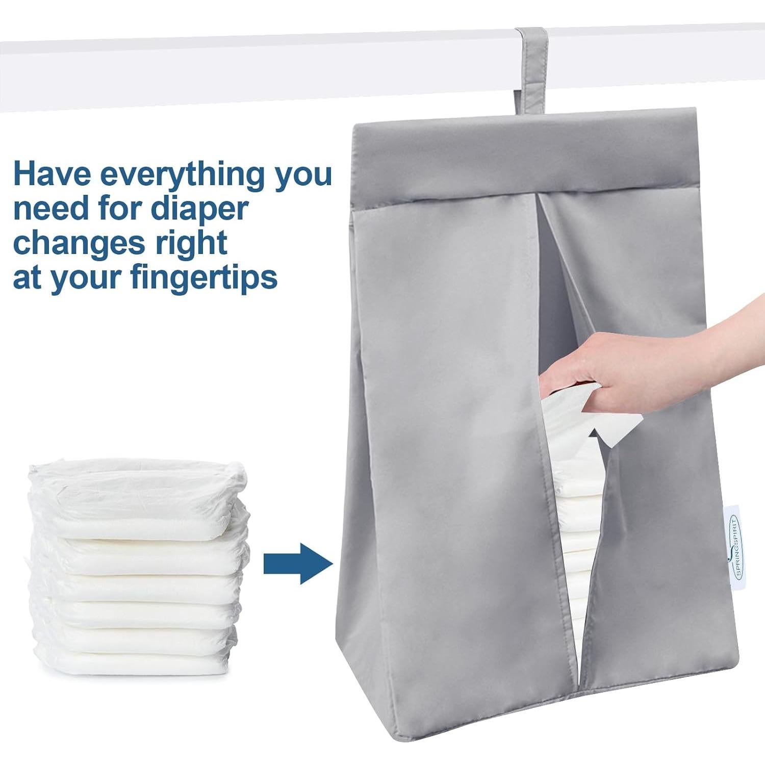Organizador de Pañales SPRINGSPIRIT Gris Portátil y Lavable