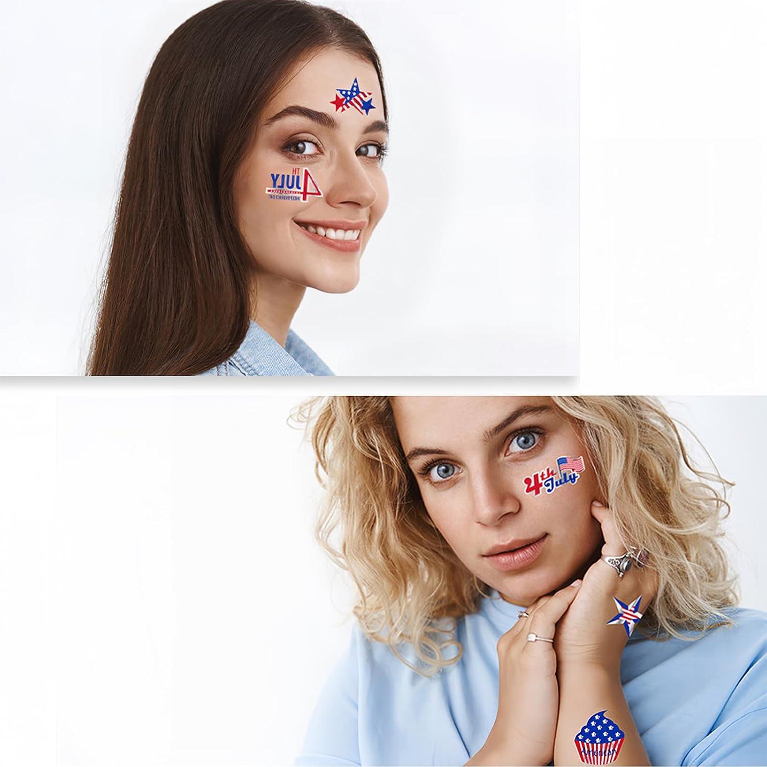 Tatuajes Temporales Patrióticos 4 de Julio HIFANMM - 4 Hojas