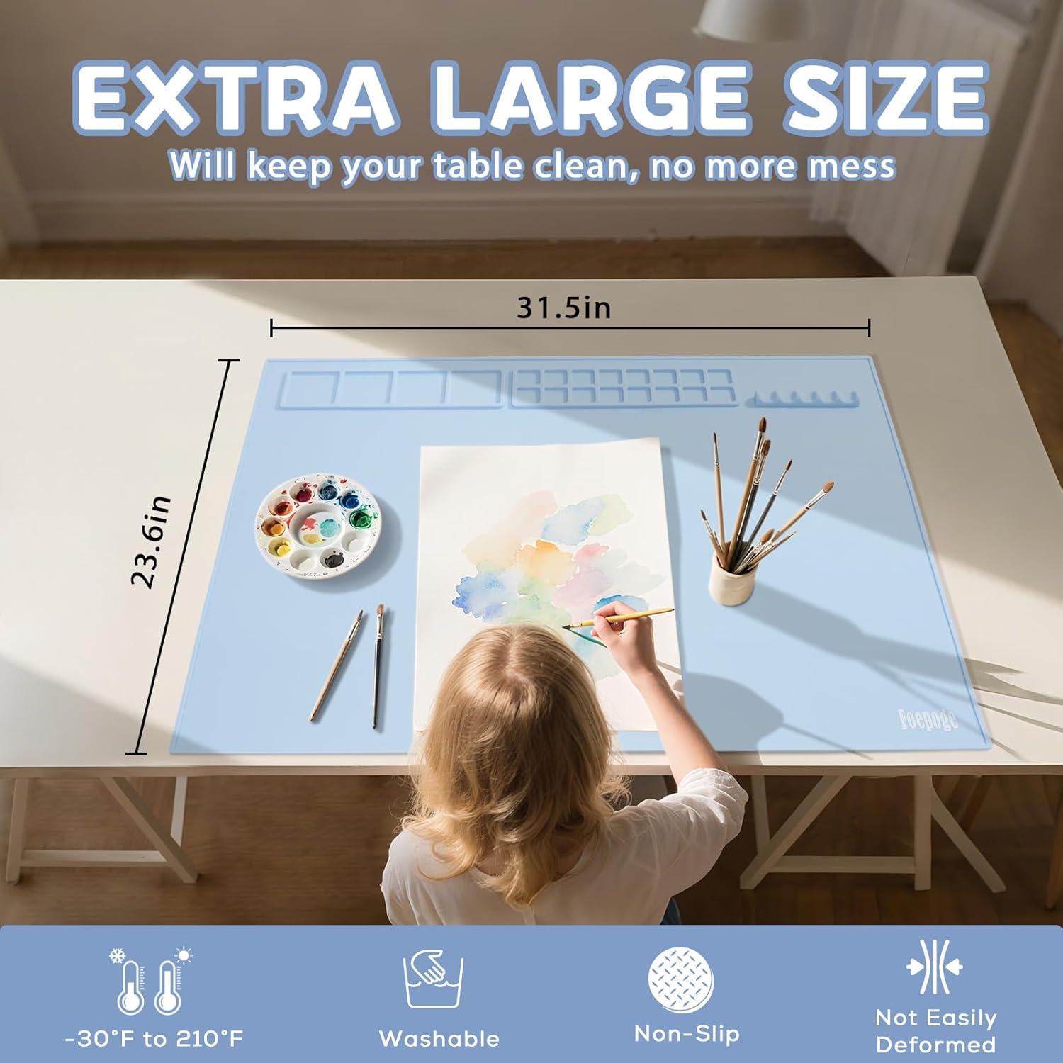 Mat de Silicona Extra Grande Foepoge 80x60cm Azul con Paletas