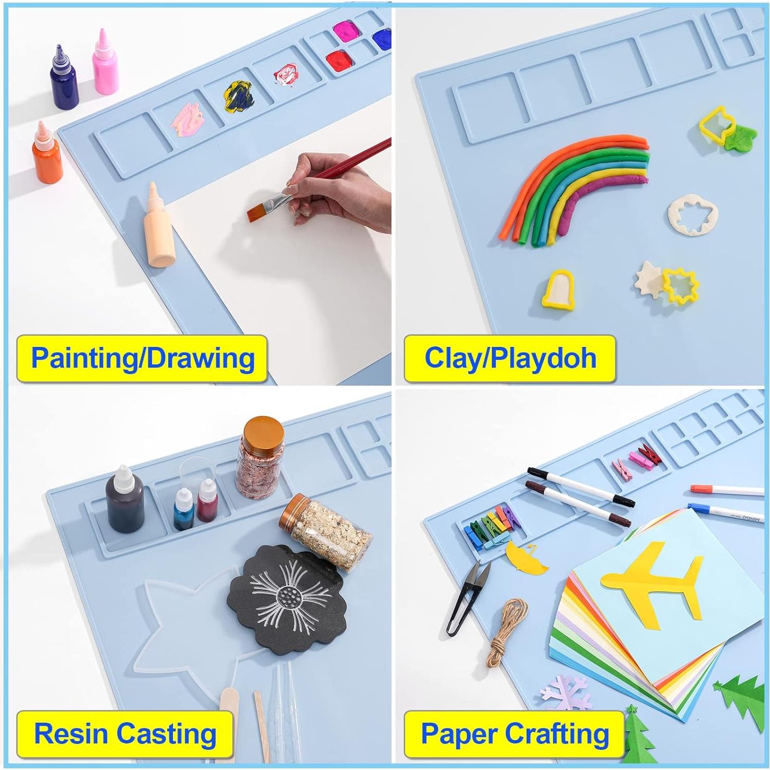 Mat de Silicona Extra Grande Foepoge 80x60cm Azul con Paletas