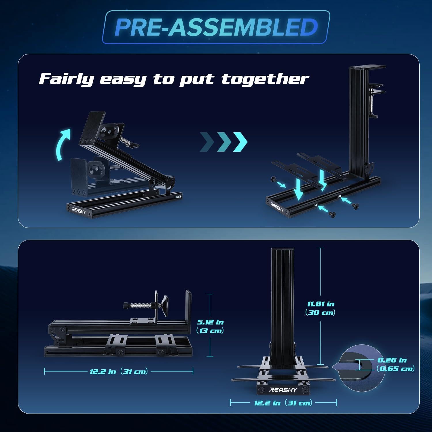 Soporte Reashy Hotas para Joystick de Aluminio Negro