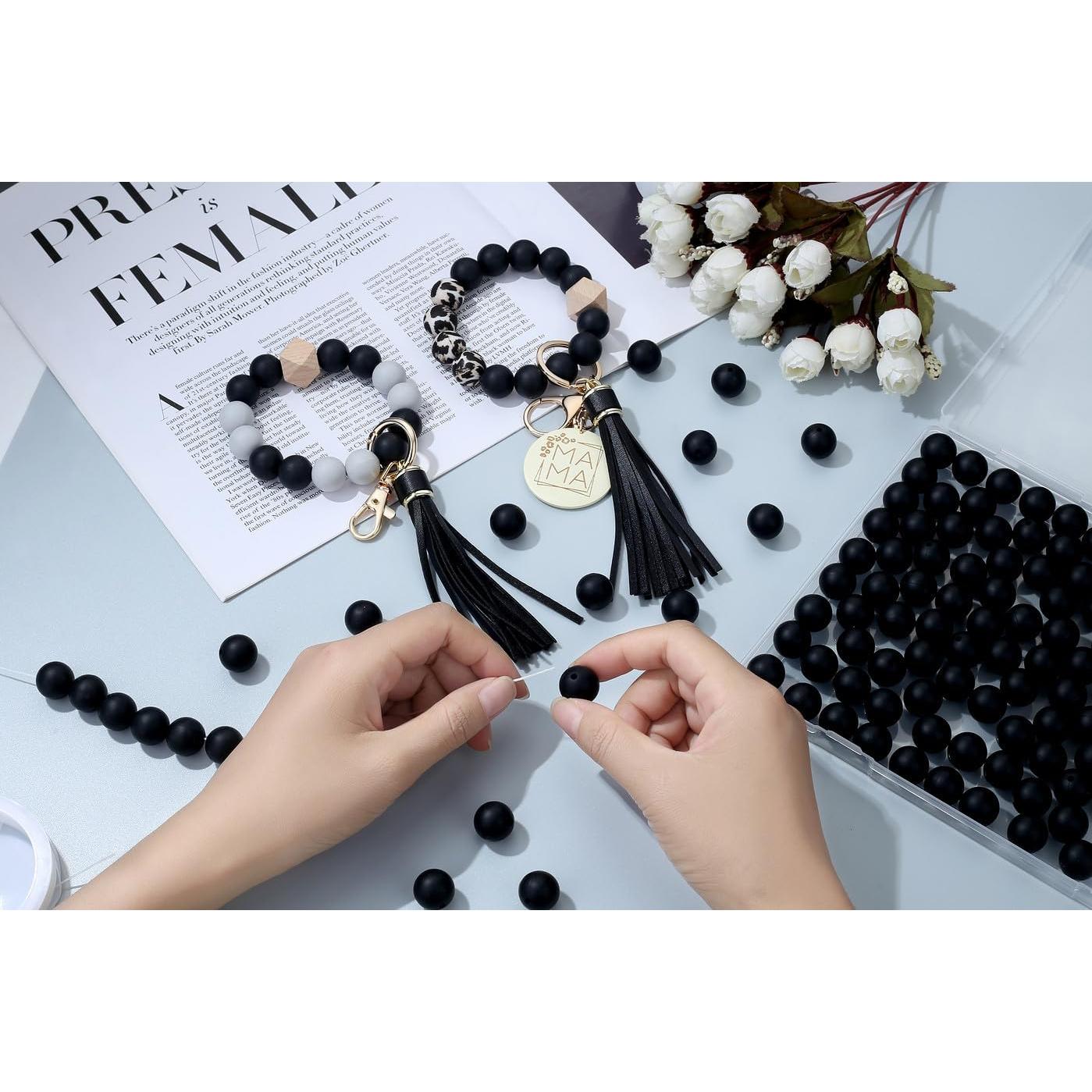 Perlas de Silicona Negras 15 mm MAIBAOTA 120 Pcs para Manualidades