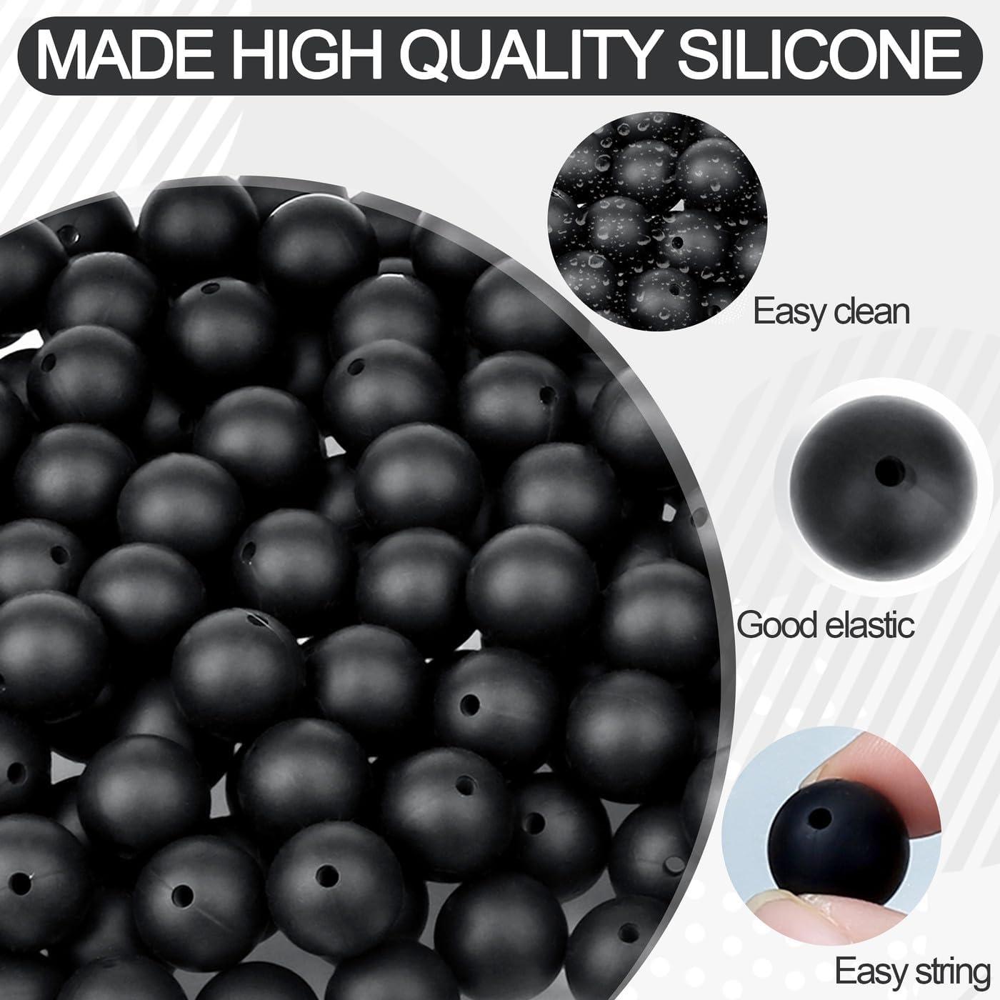 Perlas de Silicona Negras 15 mm MAIBAOTA 120 Pcs para Manualidades