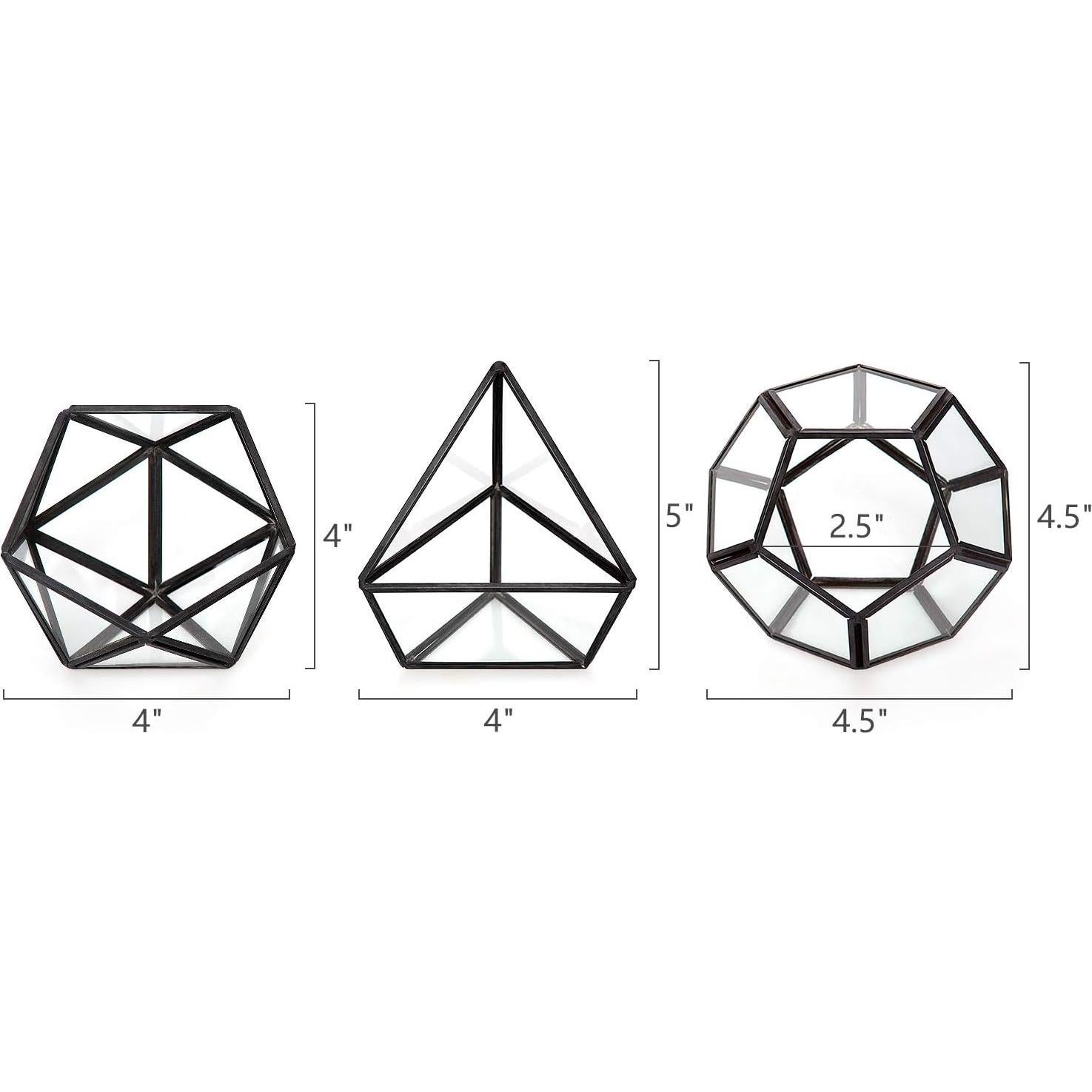 Set de 3 Macetas Geométricas de Vidrio Mkono - 10.16 cm