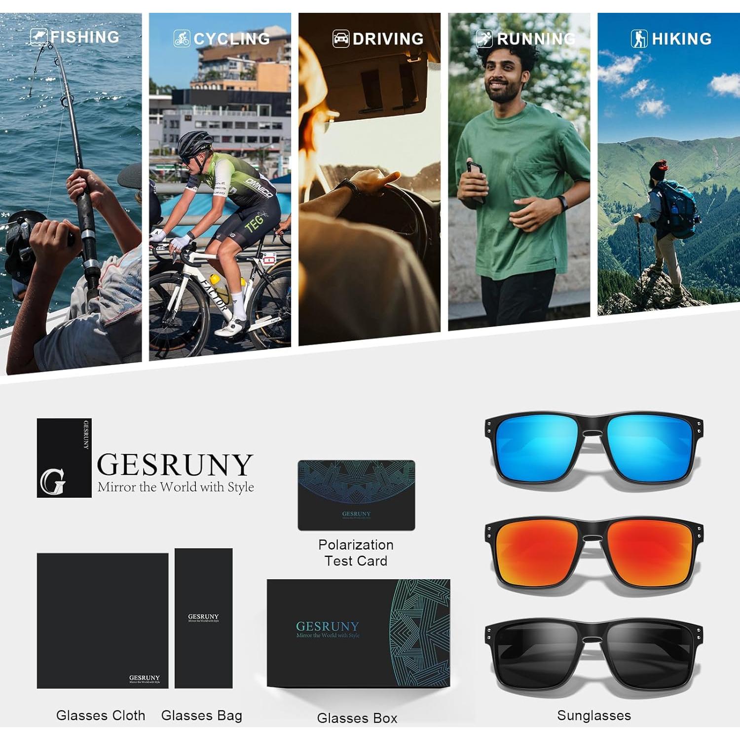 Gafas de sol polarizadas Gesruny para hombres y mujeres UV400