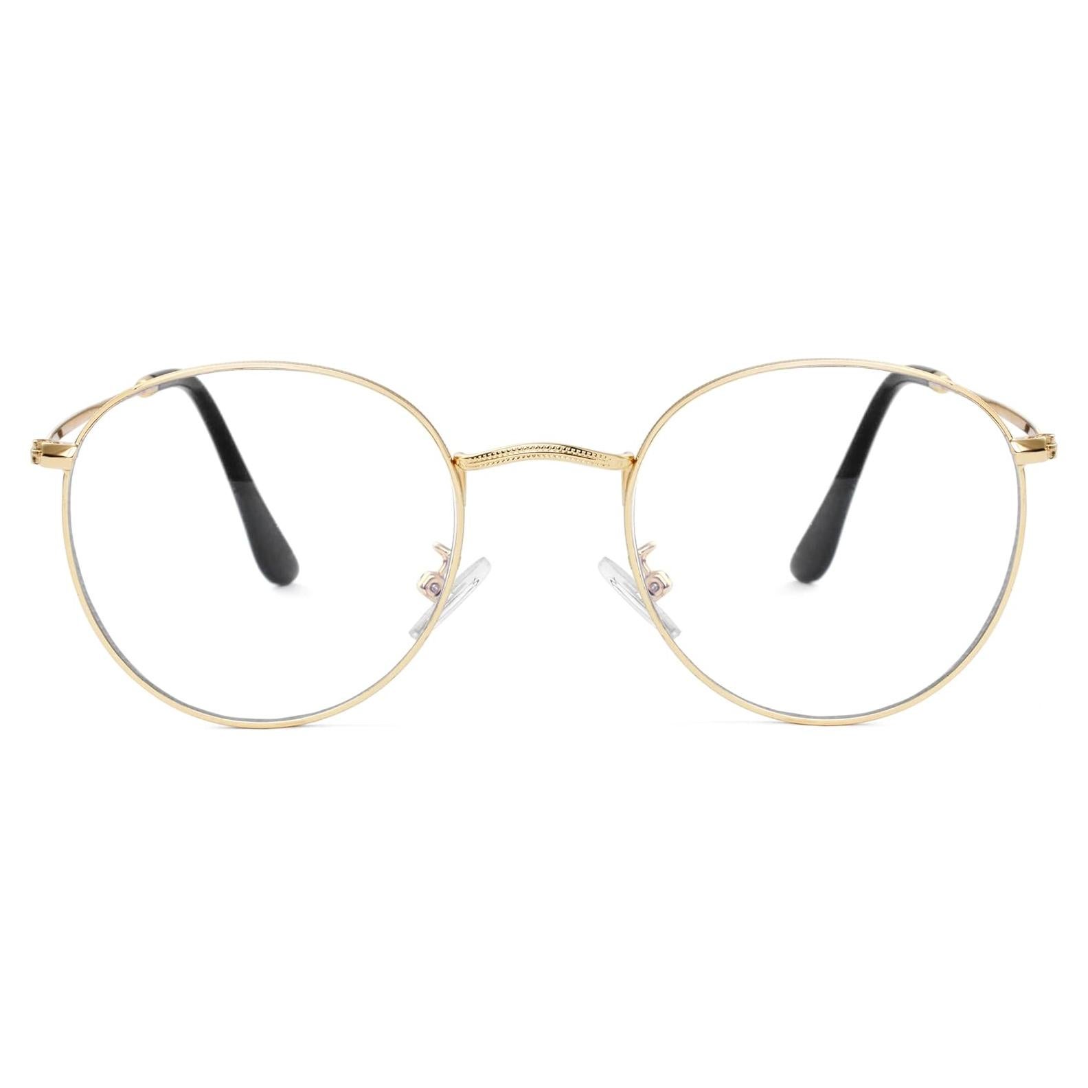 Gafas Redondas KURSAN Metal Dorado Lentes Transparentes Unisex