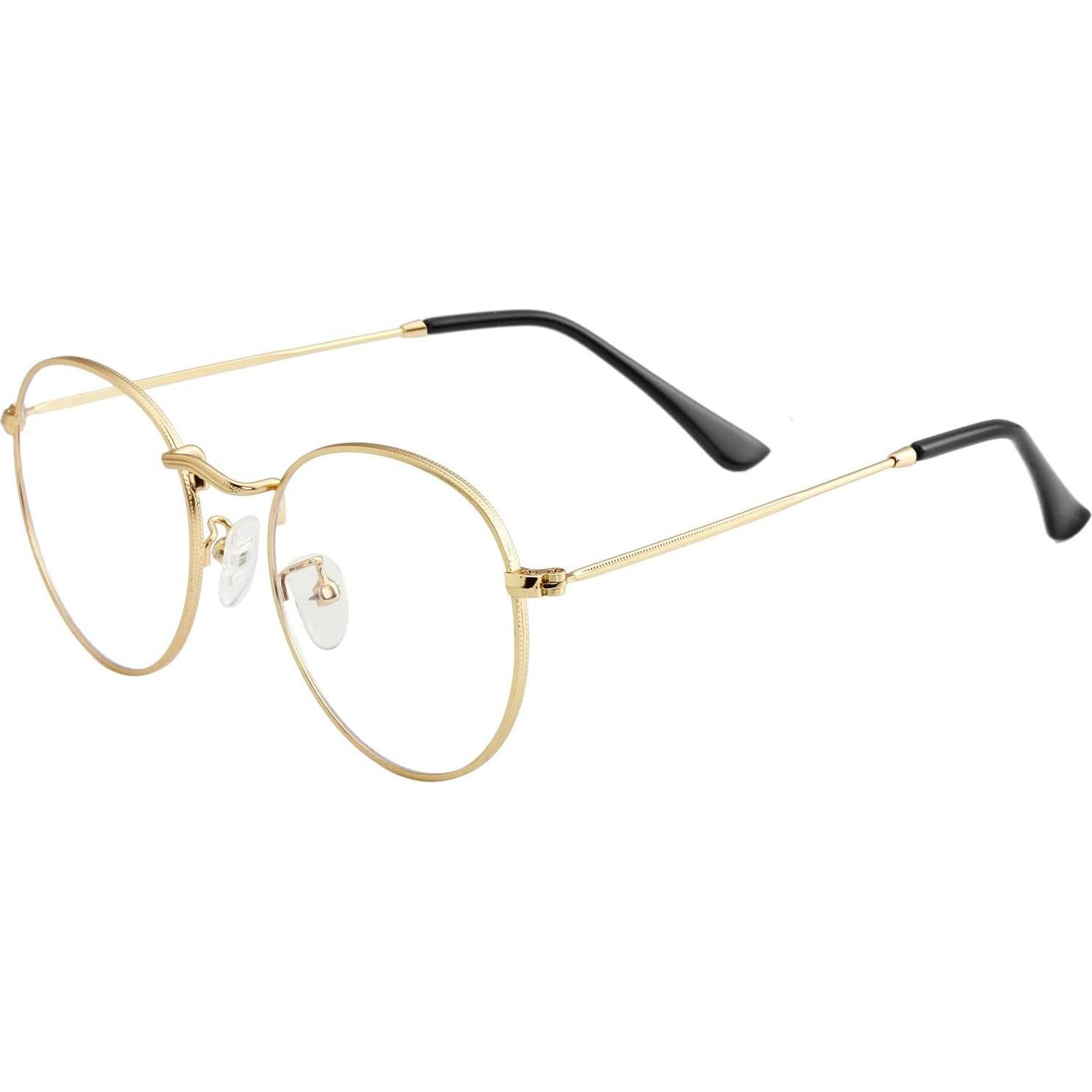 Gafas Redondas KURSAN Metal Dorado Lentes Transparentes Unisex