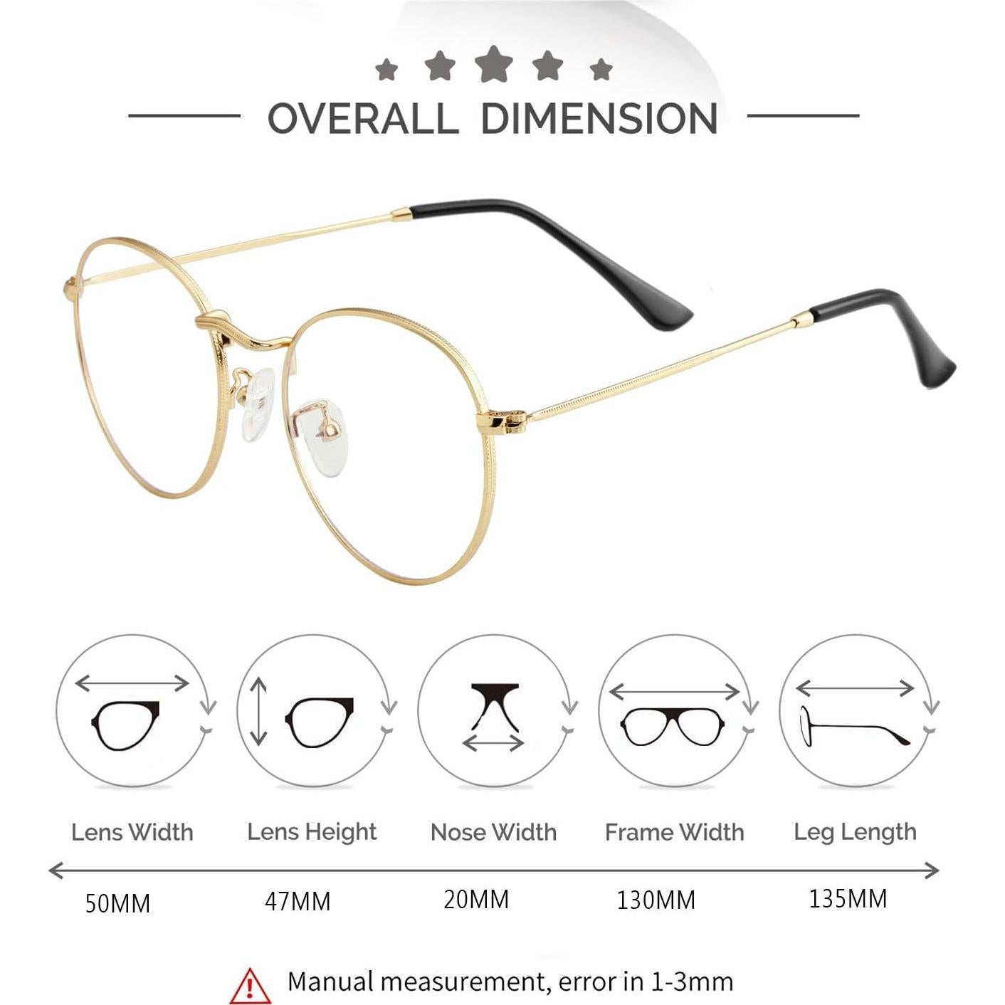 Gafas Redondas KURSAN Metal Dorado Lentes Transparentes Unisex