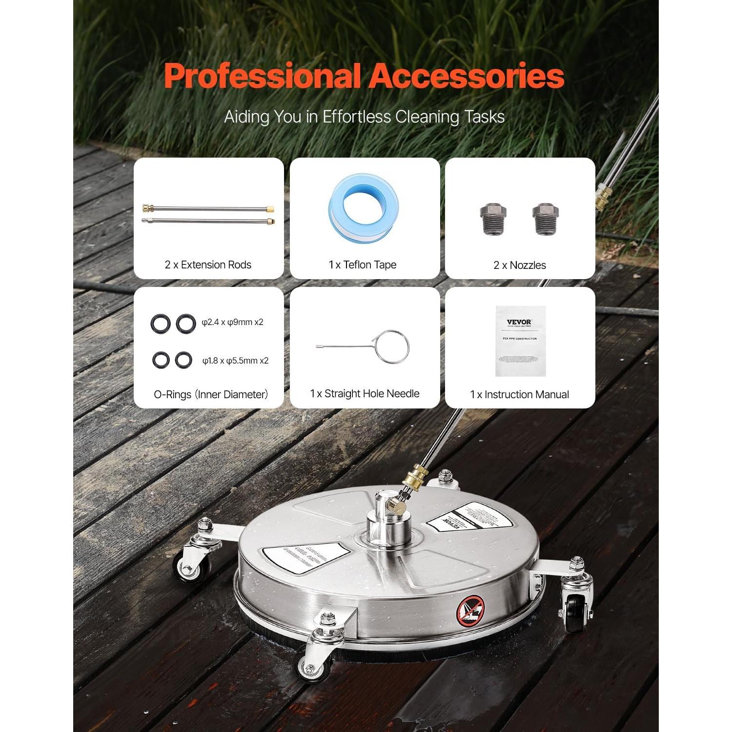 Limpiador de Superficies a Presión VEVOR 15" Acero Inoxidable 4000 PSI