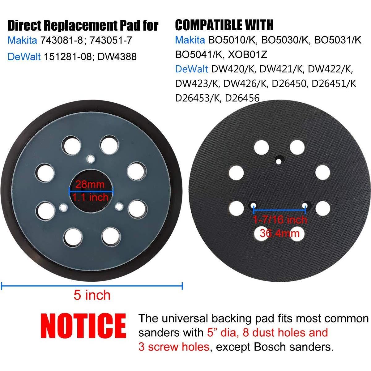 Pad de Reemplazo de 12.7 cm para Lijadora Orbital DeWalt y Makita
