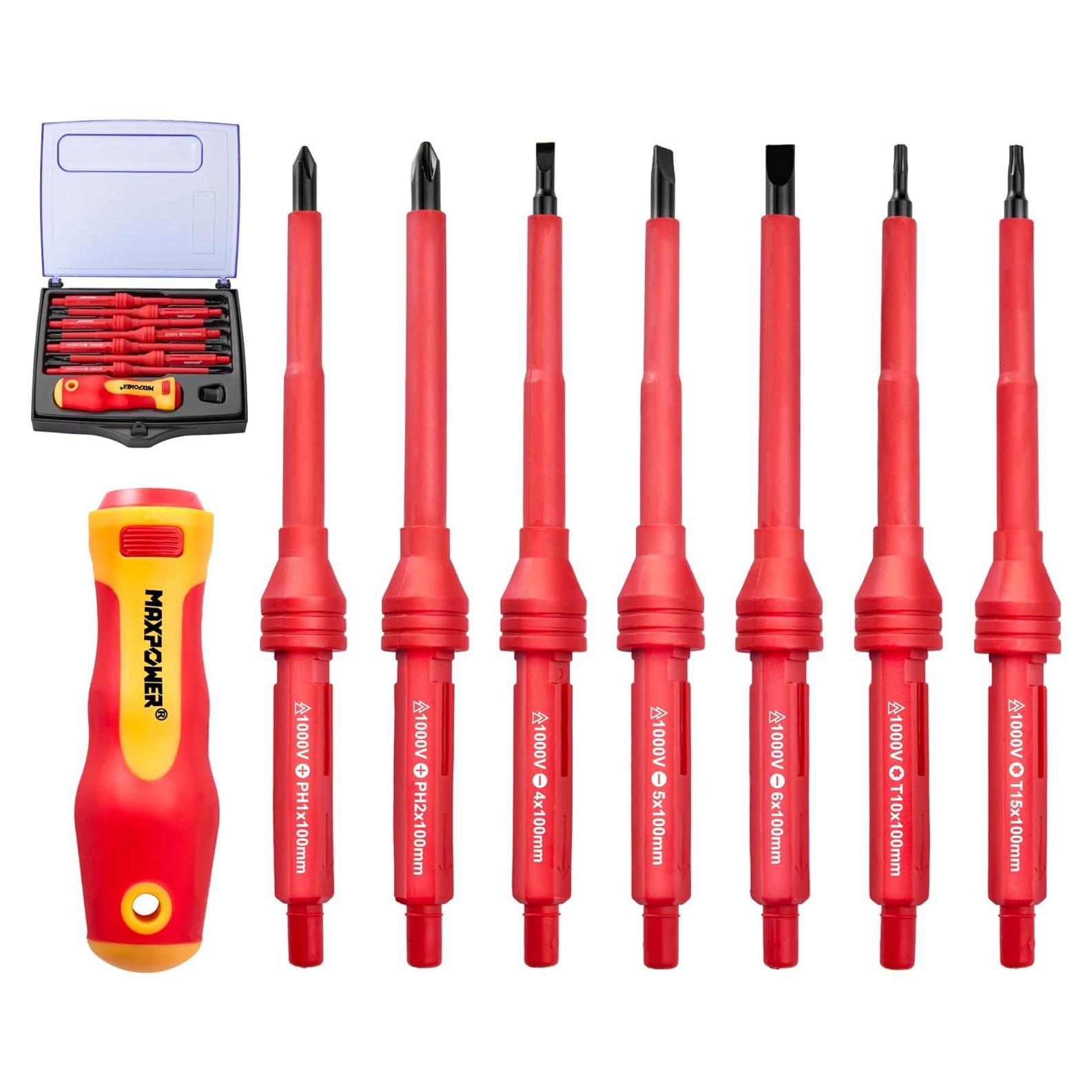Juego de Destornilladores Aislados MAXPOWER 7 en 1 con Punta Magnética