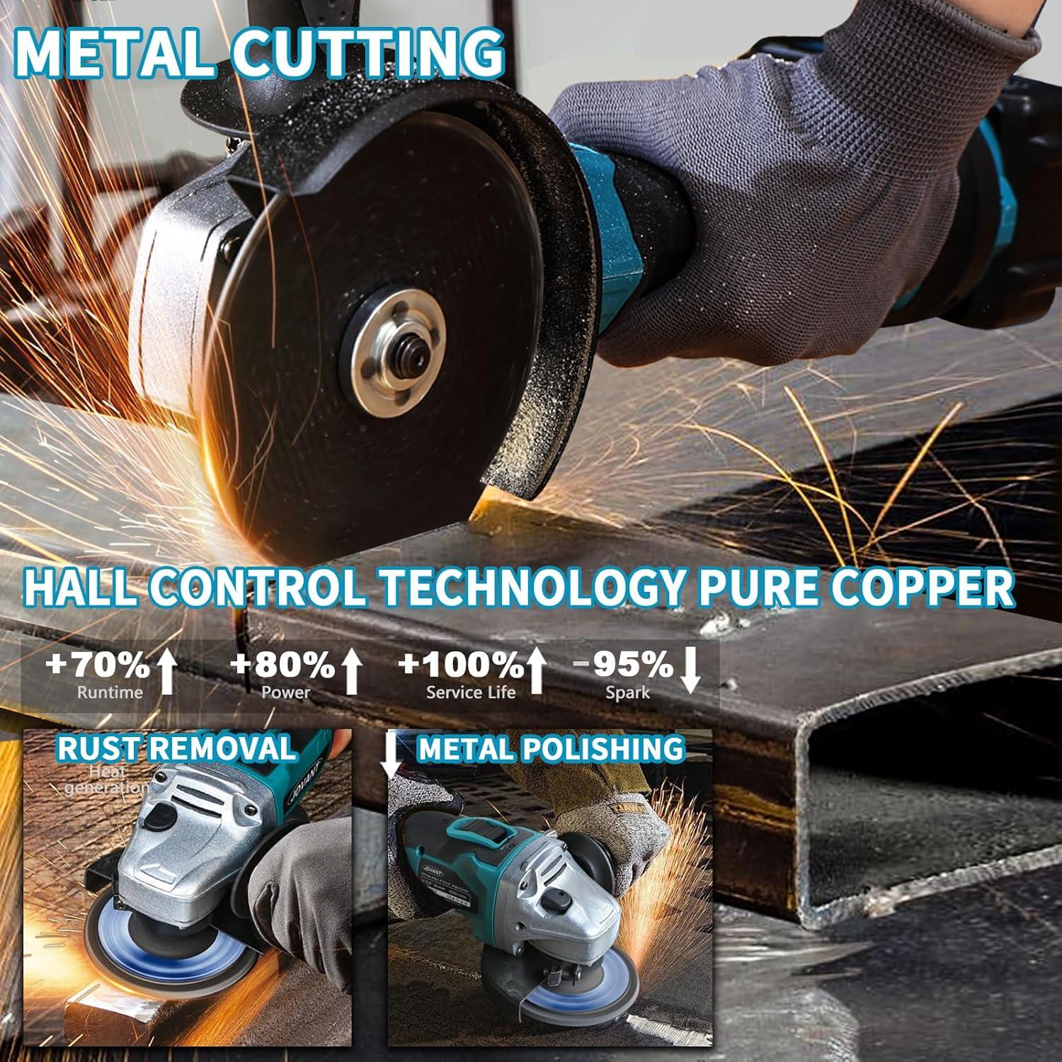 Molinete de Ángulo Inalámbrico JOVANT 20V 8500RPM 4" y 4-1/2"