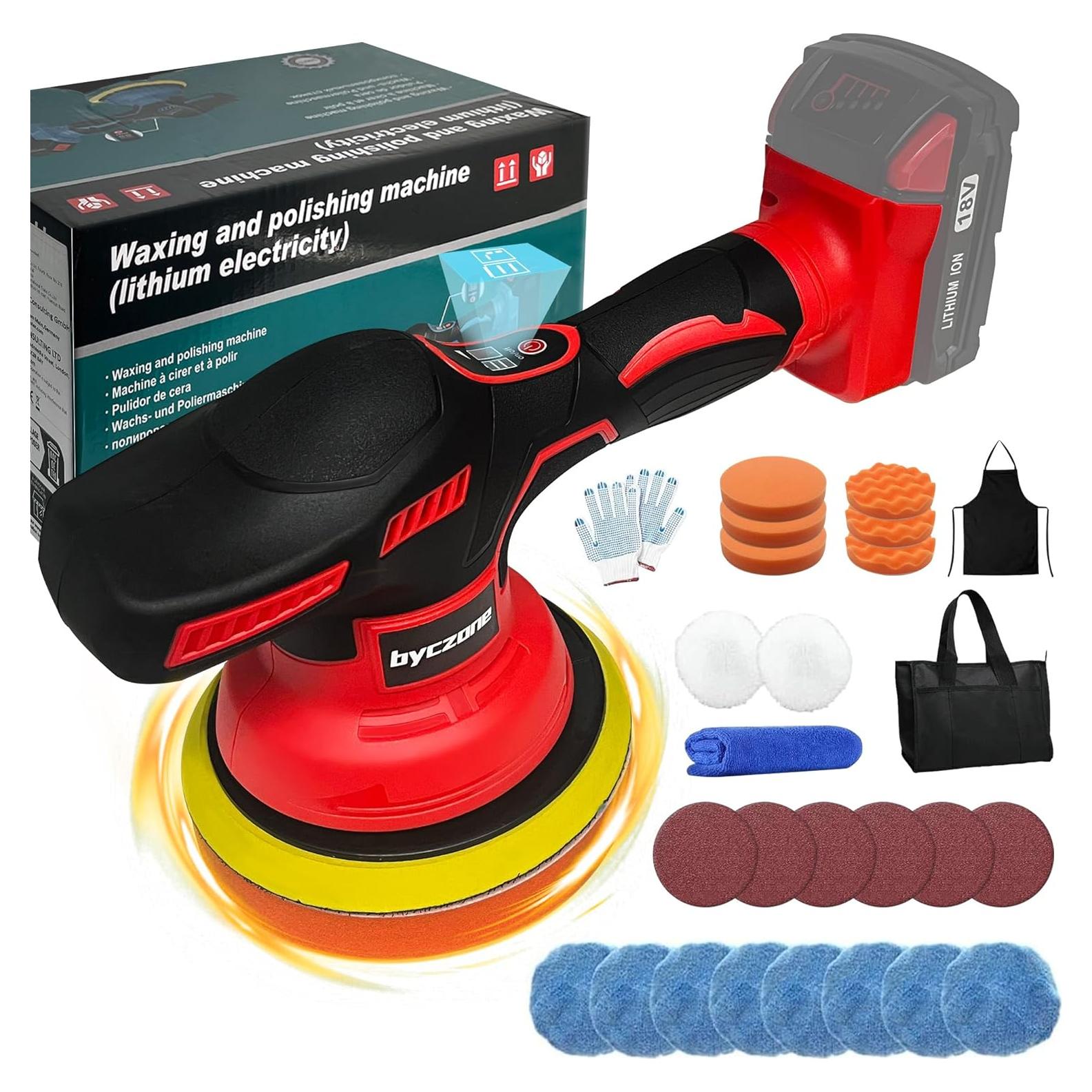 Pulidora Inalámbrica 18V byczone 6" 8 Velocidades para Coche