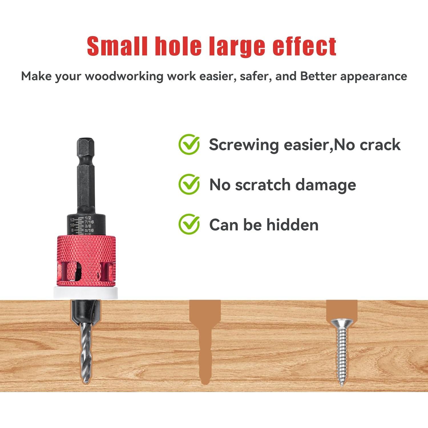 Juego de 5 Brocas Avellanadas HSS M2 con Tope de Profundidad
