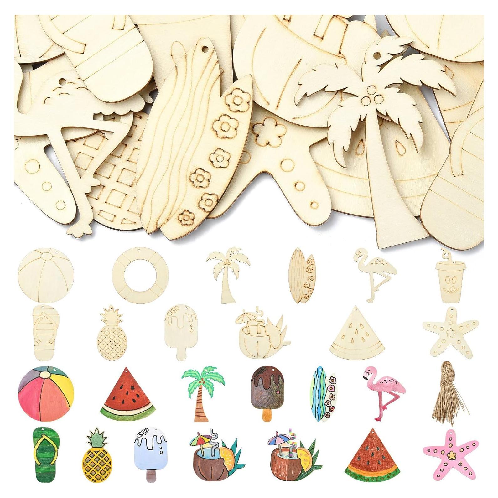 32 Piezas Charms de Madera Tema Playa Gythara para DIY