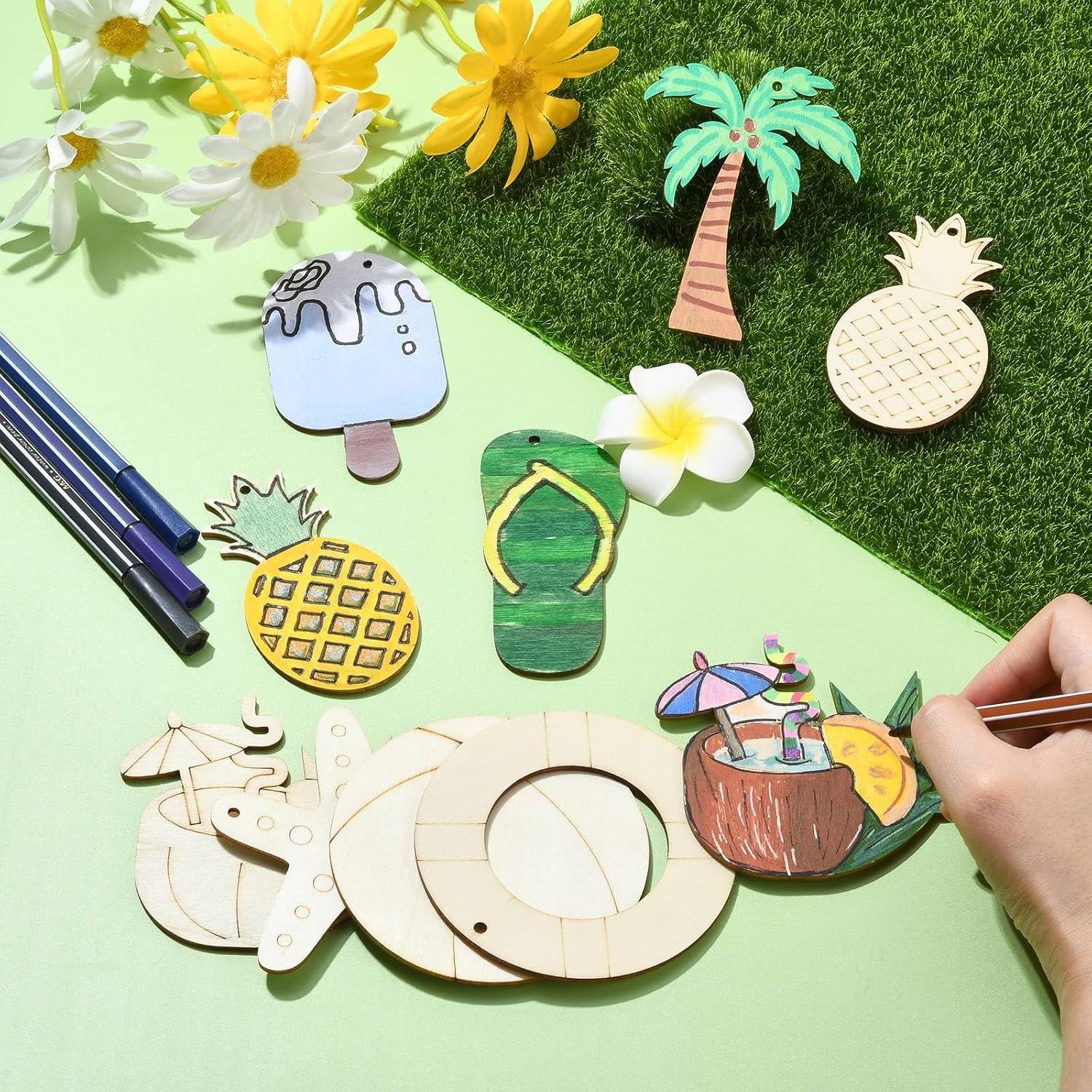 32 Piezas Charms de Madera Tema Playa Gythara para DIY