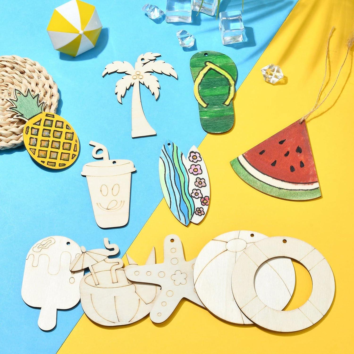 32 Piezas Charms de Madera Tema Playa Gythara para DIY