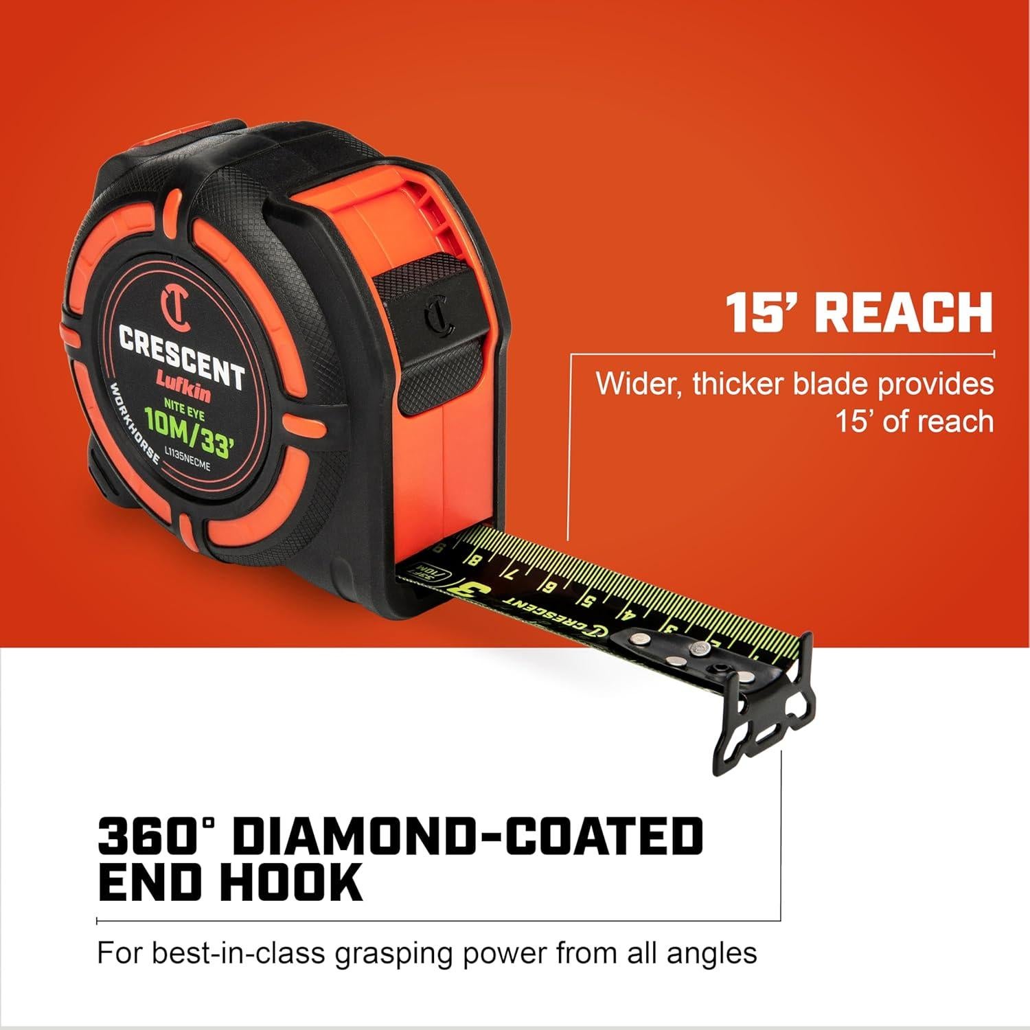 Cinta Métrica Crescent Workhorse Nite Eye 5m 16ft Doble Cara