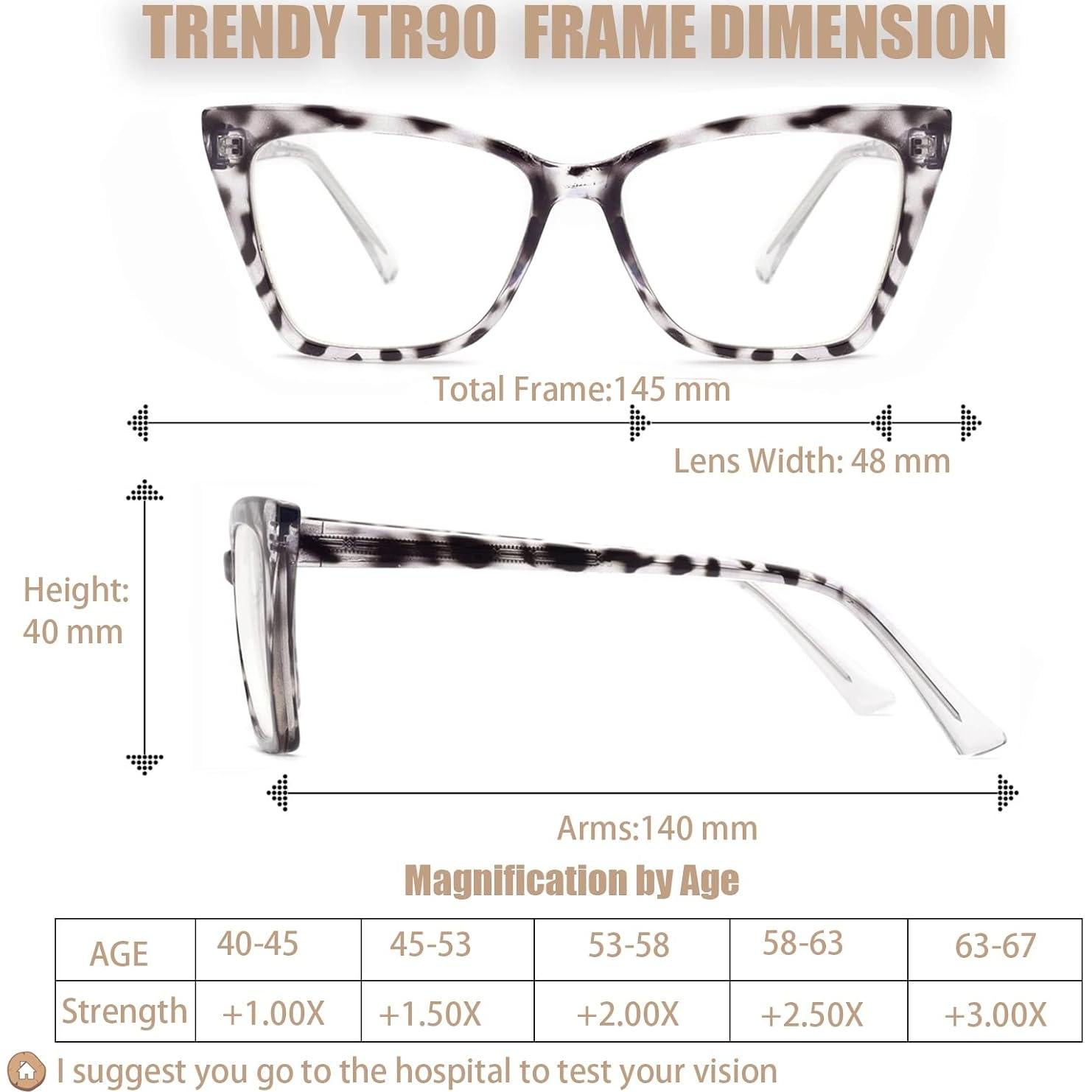 Gafas de lectura TR90 anti luz azul para mujeres 1.75D