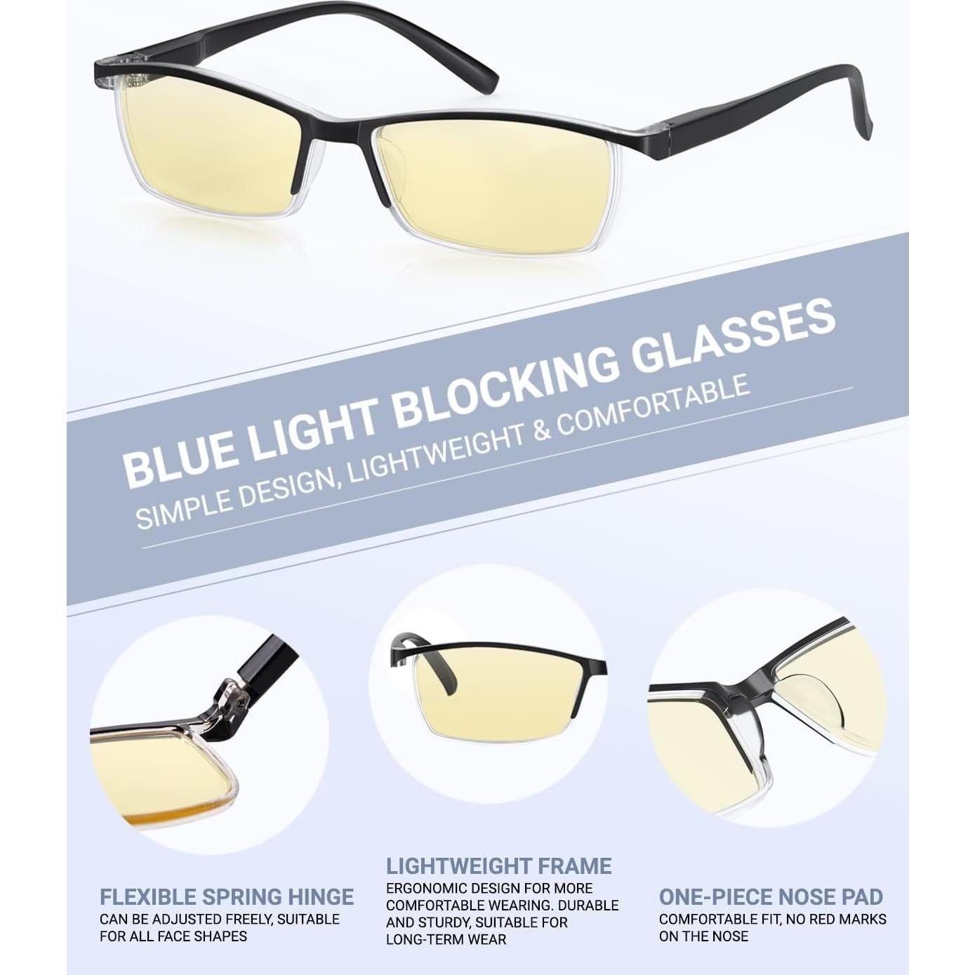 Gafas de Bloqueo de Luz Azul VUEECLAT Amarillo 80% Anti-Fatiga