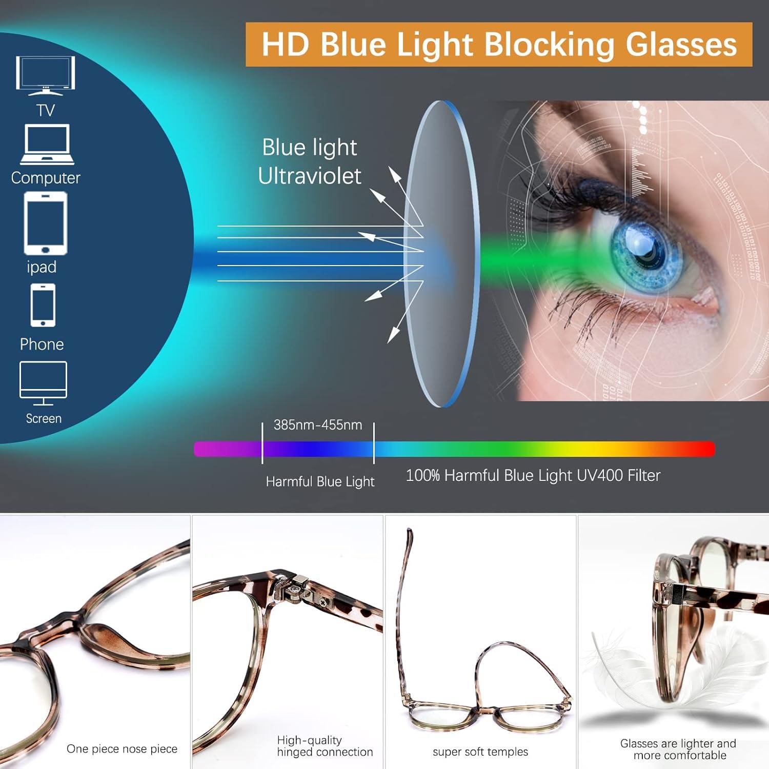 Gafas bloqueadoras de luz azul BOSSWIN - Paquete de 4 unidades