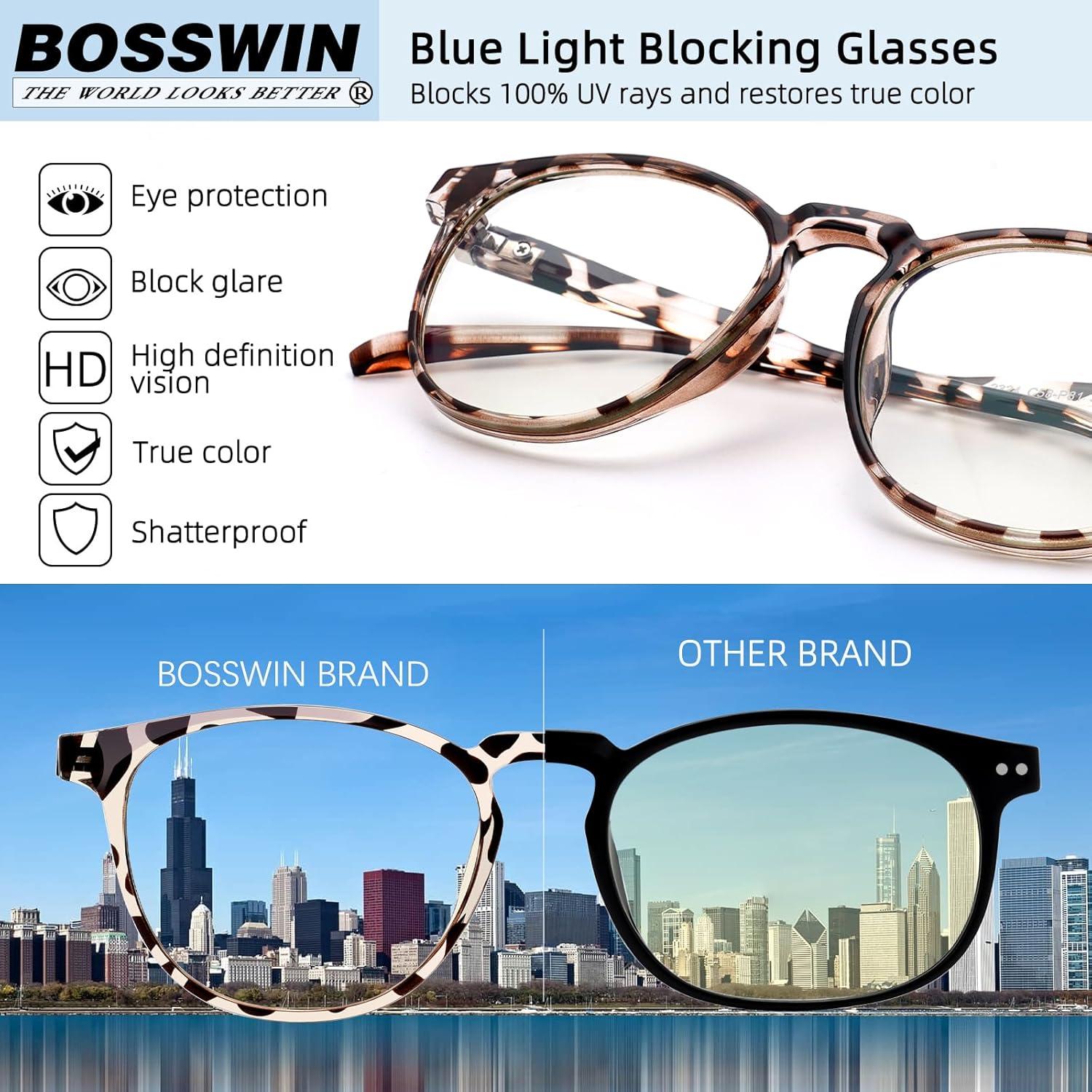 Gafas bloqueadoras de luz azul BOSSWIN - Paquete de 4 unidades