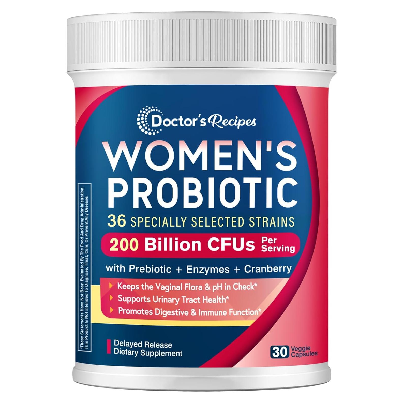 Probioticos Recetas del Doctor para Mujeres 200B CFUs 30 Cápsulas