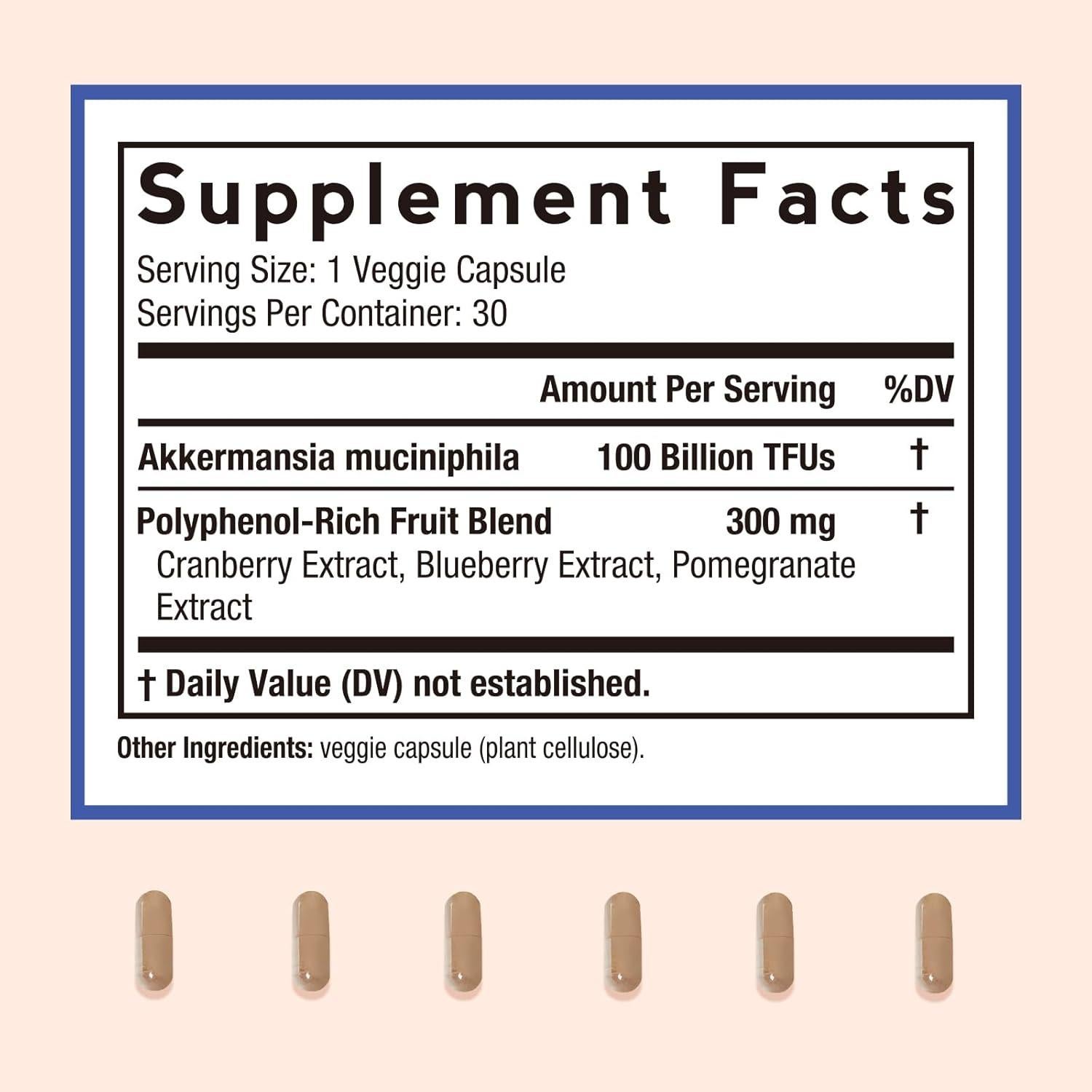 Probiotico Akkermansia Muciniphila 100B - 30 Cápsulas Vegetales