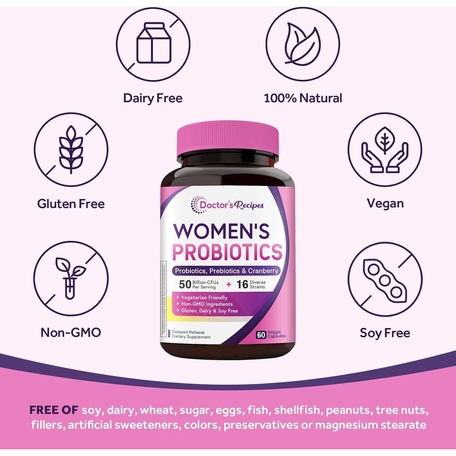 Probiotico para Mujeres Recetas del Doctor 60 Caps 50 Mil Millones CFU