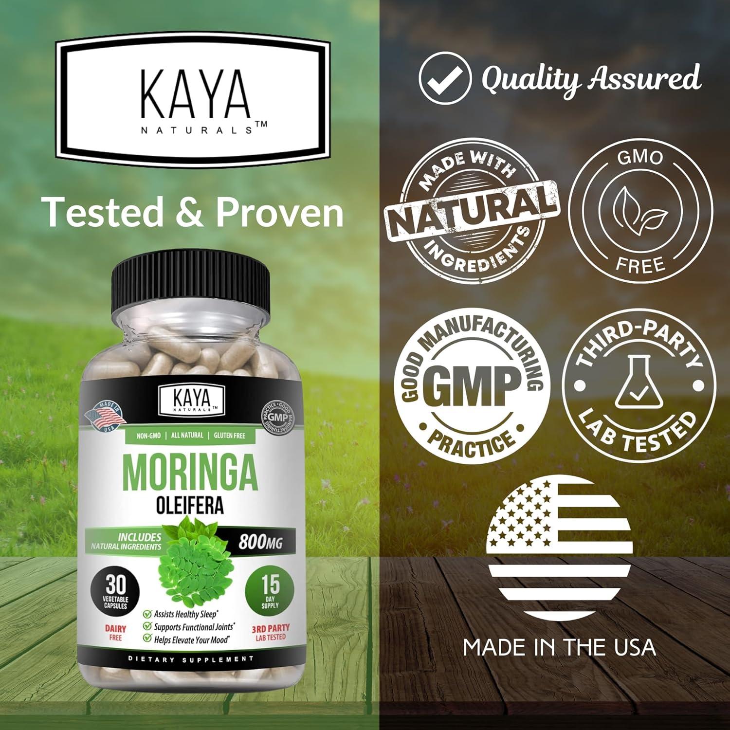 Suplemento de Moringa Kaya Naturals - 30 Cápsulas Vegetales