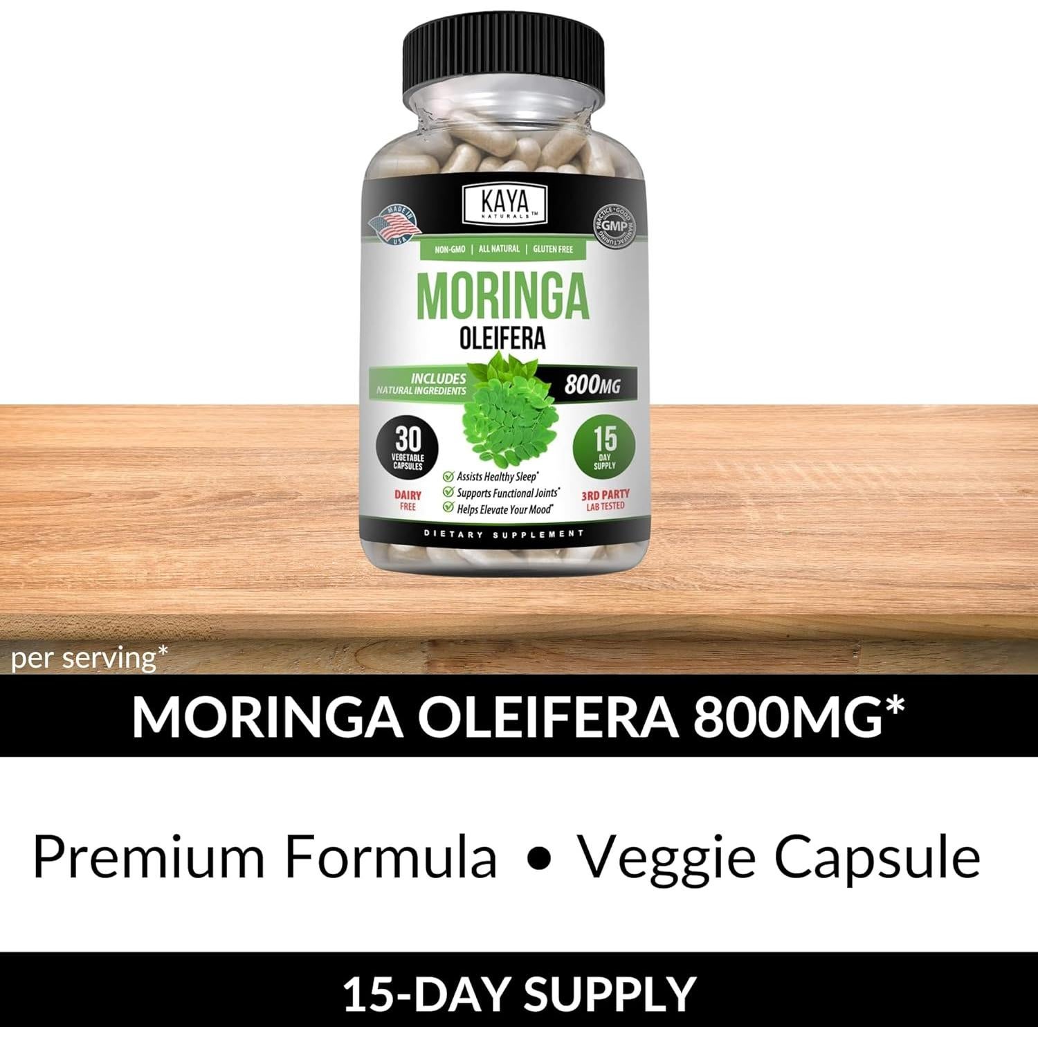 Suplemento de Moringa Kaya Naturals - 30 Cápsulas Vegetales