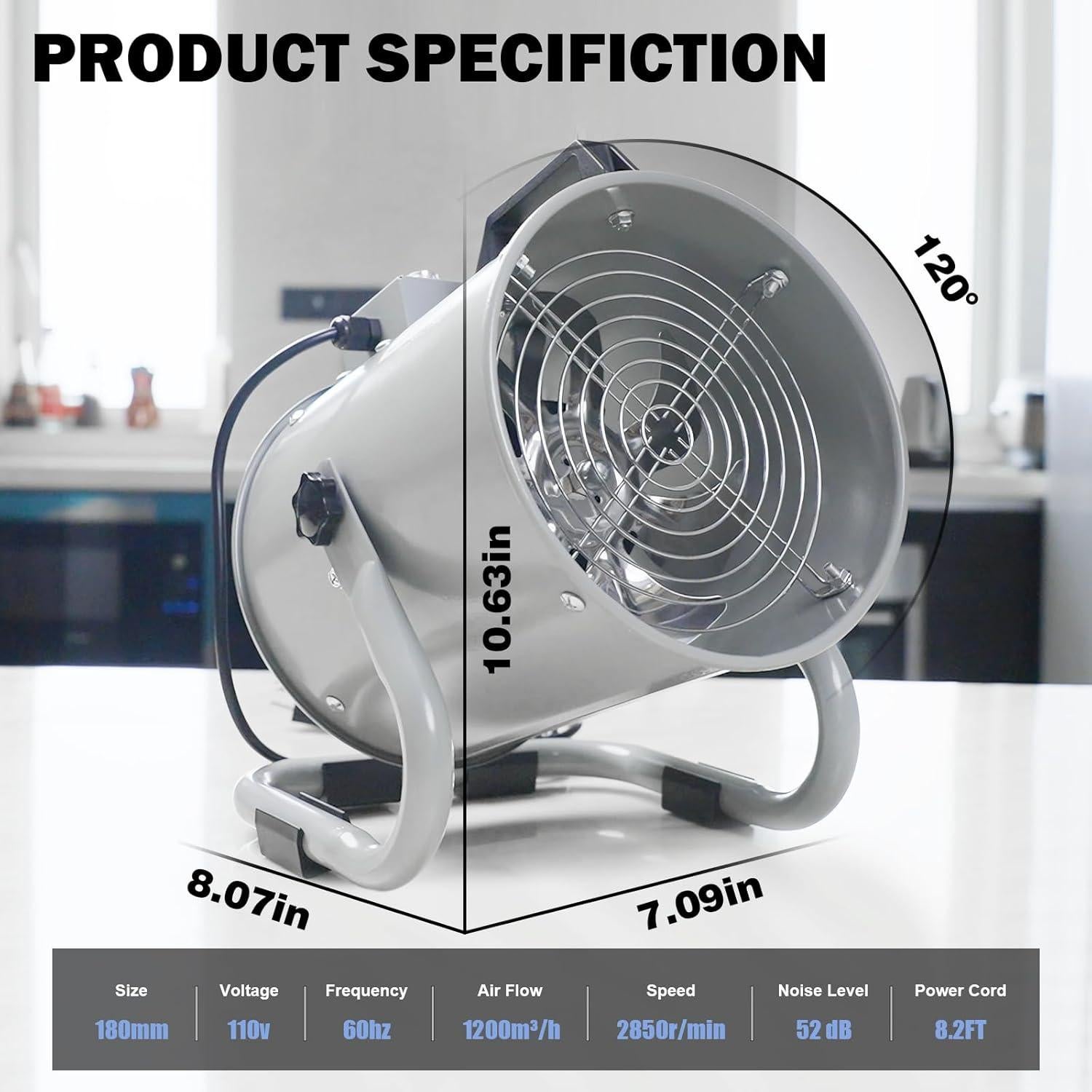 Campana Extractora Portátil Aledaras PVF-180 Verde 50W