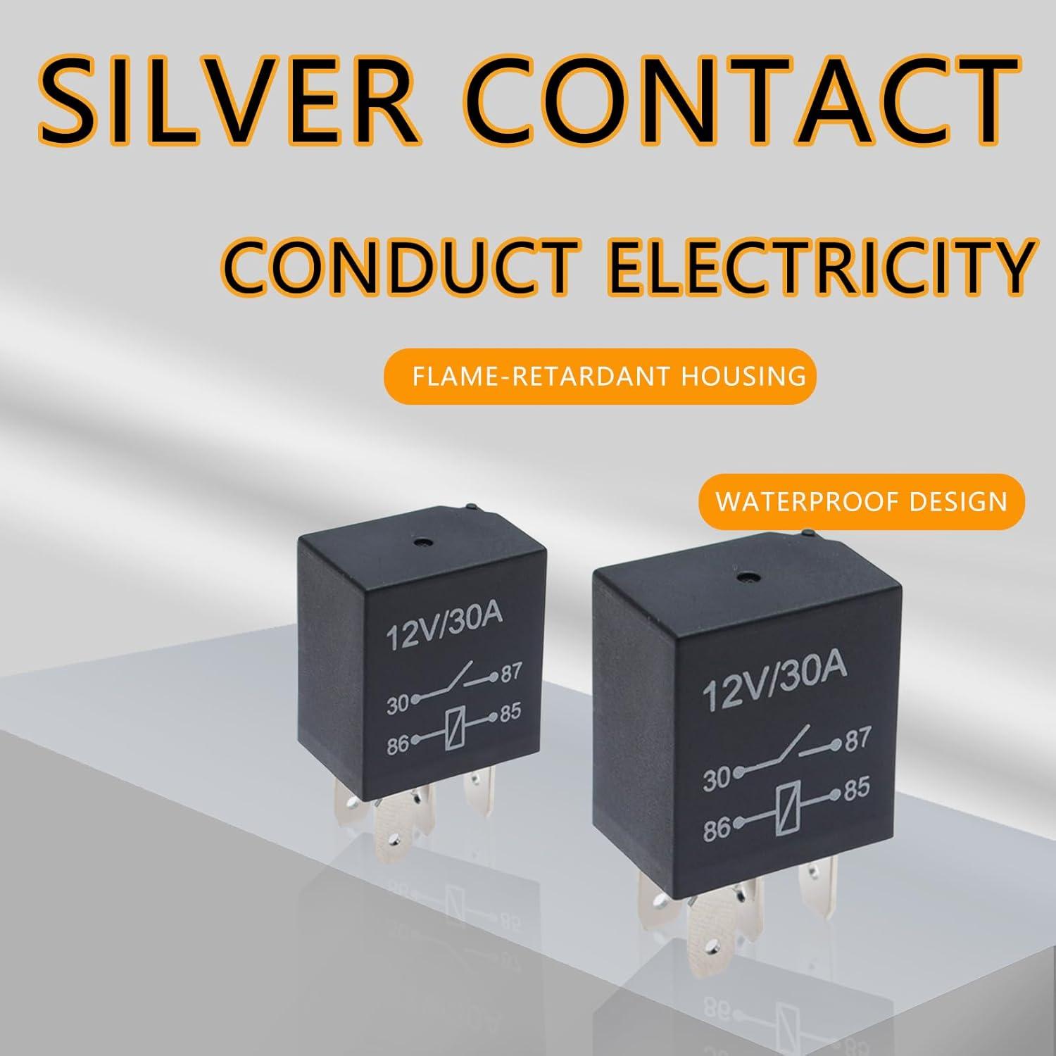 Relé Automático Jitrendo 4 Pines 12V 30A a Prueba de Agua - 2 Pcs