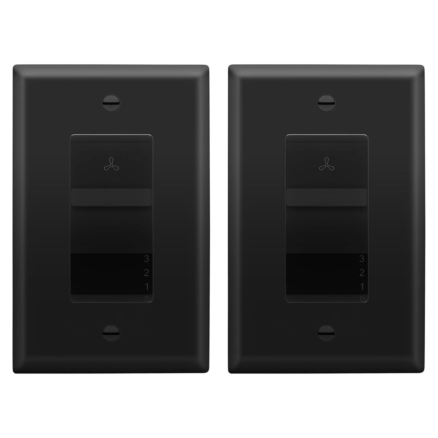 Interruptor de Ventilador LIDER 3 Velocidades Negro Paquete de 2