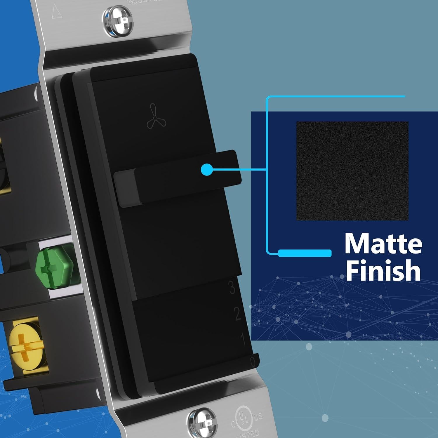 Interruptor de Ventilador LIDER 3 Velocidades Negro Paquete de 2