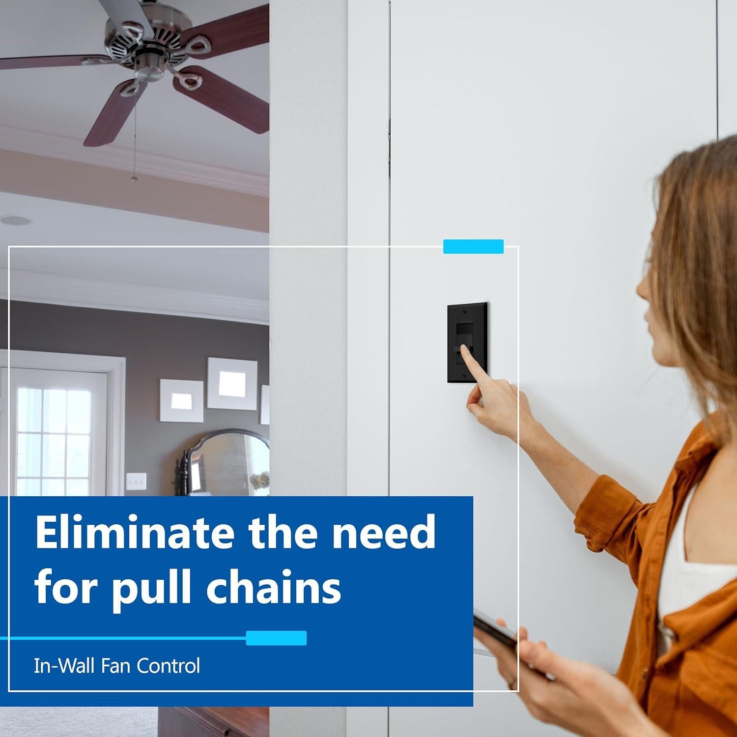 Interruptor de Ventilador LIDER 3 Velocidades Negro Paquete de 2