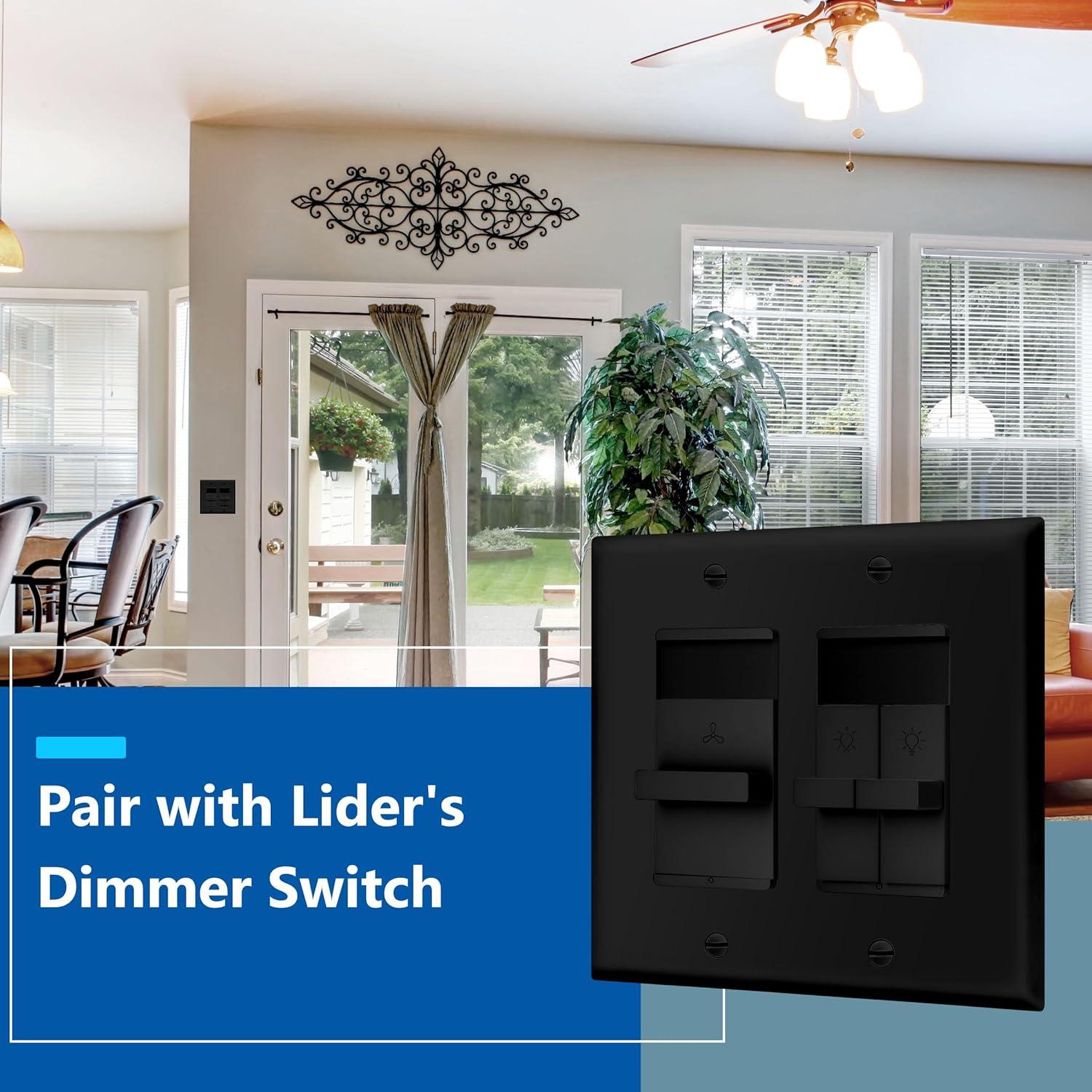 Interruptor de Ventilador LIDER 3 Velocidades Negro Paquete de 2