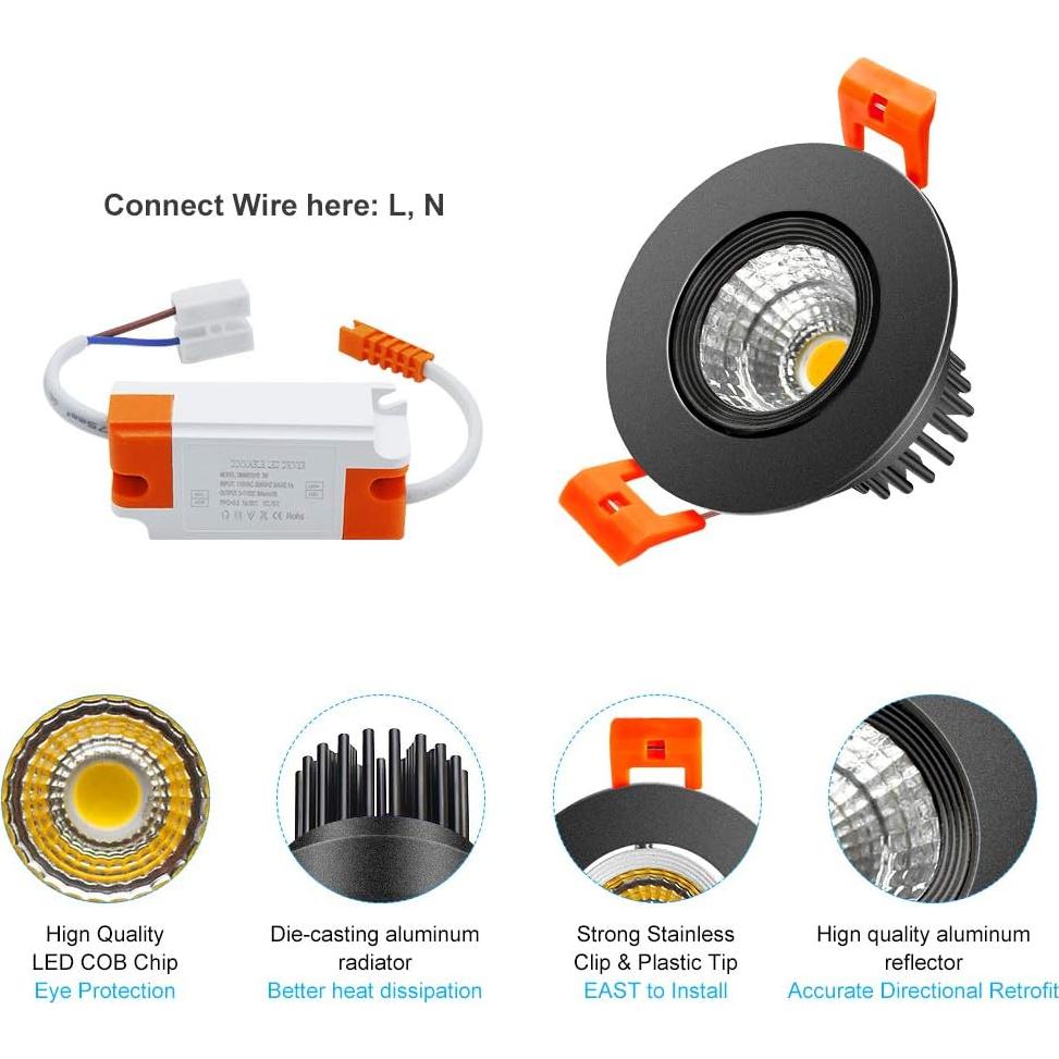 Downlight LED 3W ShinyFlash Regulable 3000K Blanco Cálido