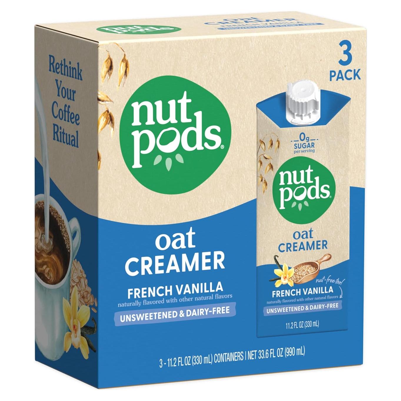 Crema de Avena Sin Azúcar Nutpods - 3 Paquetes de 330ml