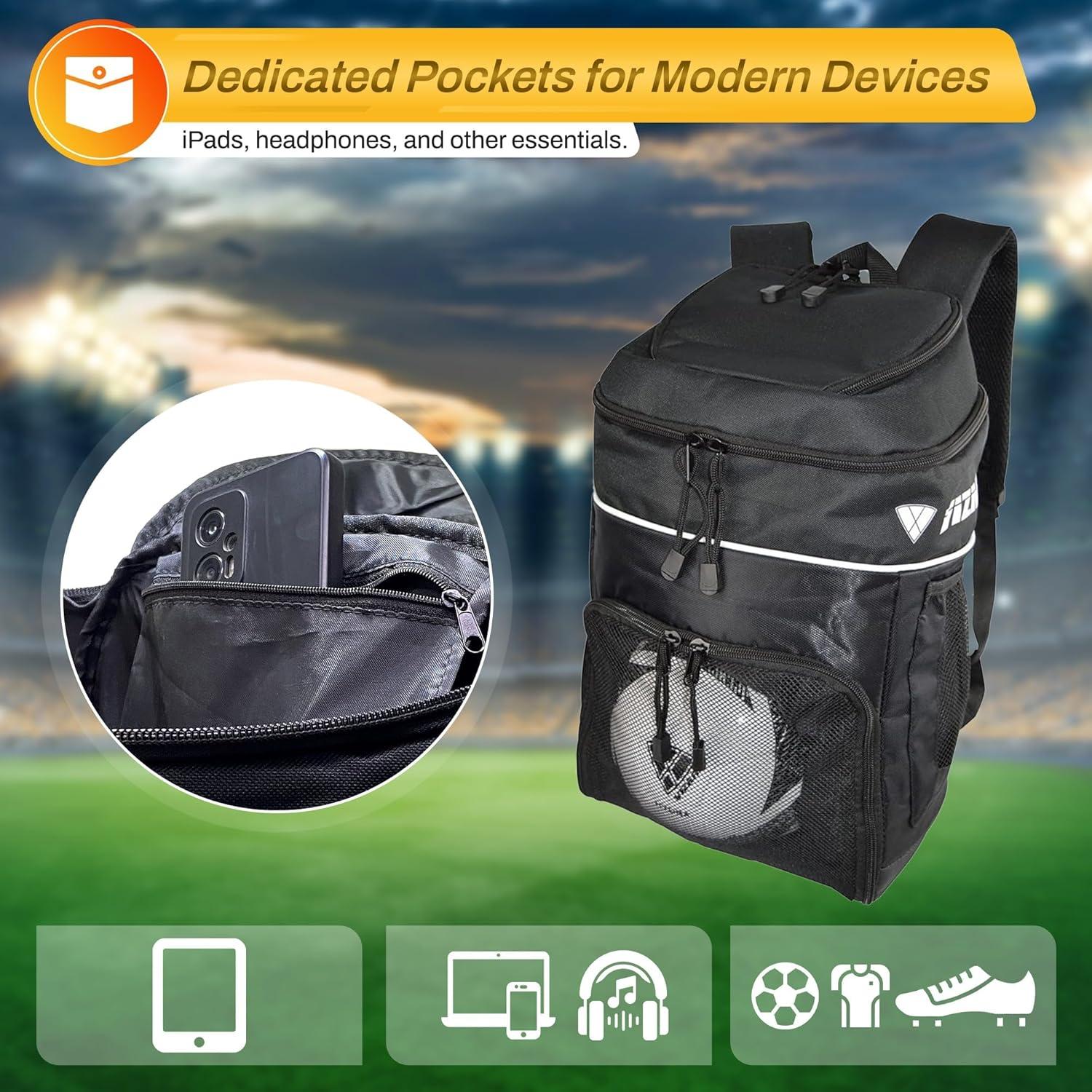 Mochila de Fútbol Vizari Titan - Resistente al Agua, Negro