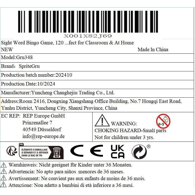Juego de Bingo de Palabras de Vista SpriteGru - 120 Fichas Educativas