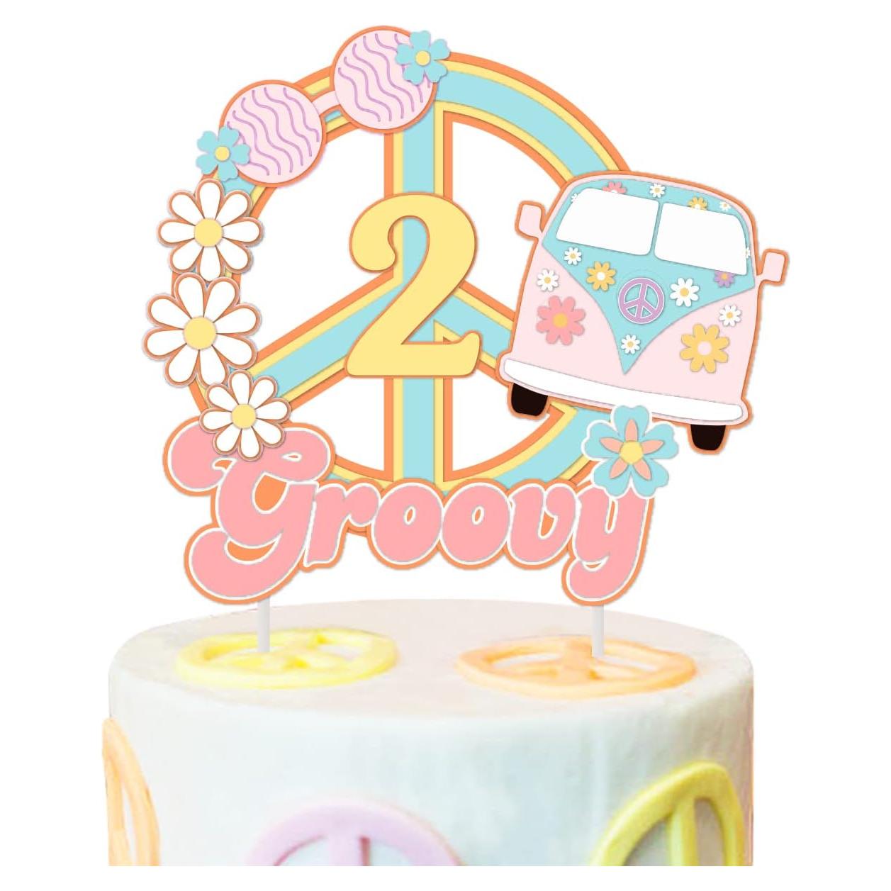 Adorno de Pastel 2 Groovy Cheereveal Rosa 15x17 cm