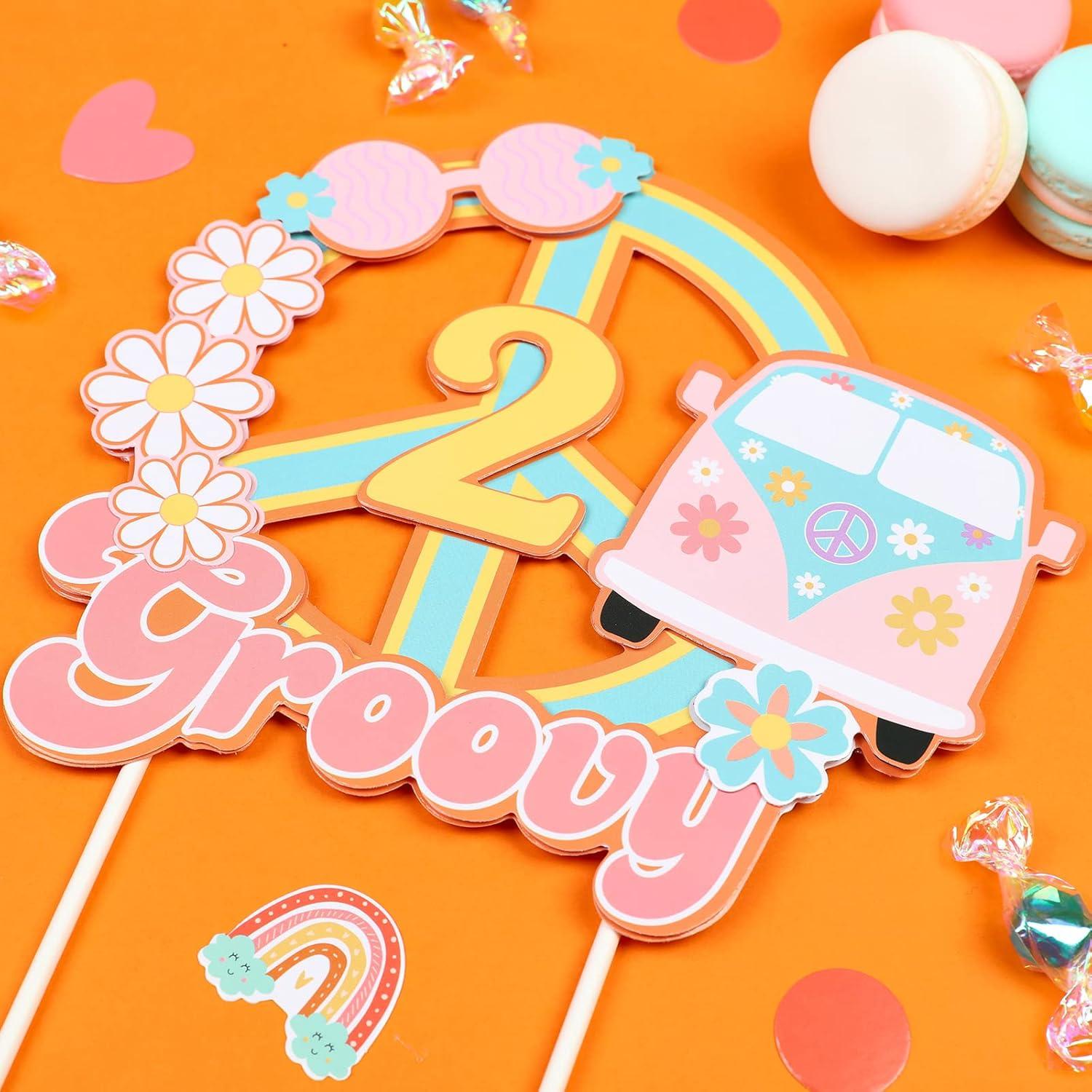 Adorno de Pastel 2 Groovy Cheereveal Rosa 15x17 cm