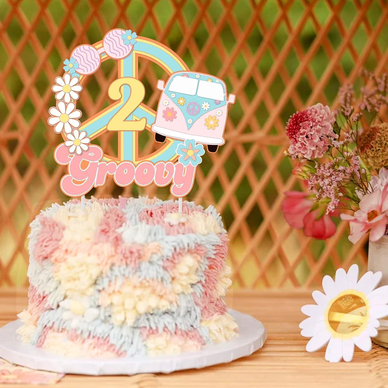 Adorno de Pastel 2 Groovy Cheereveal Rosa 15x17 cm