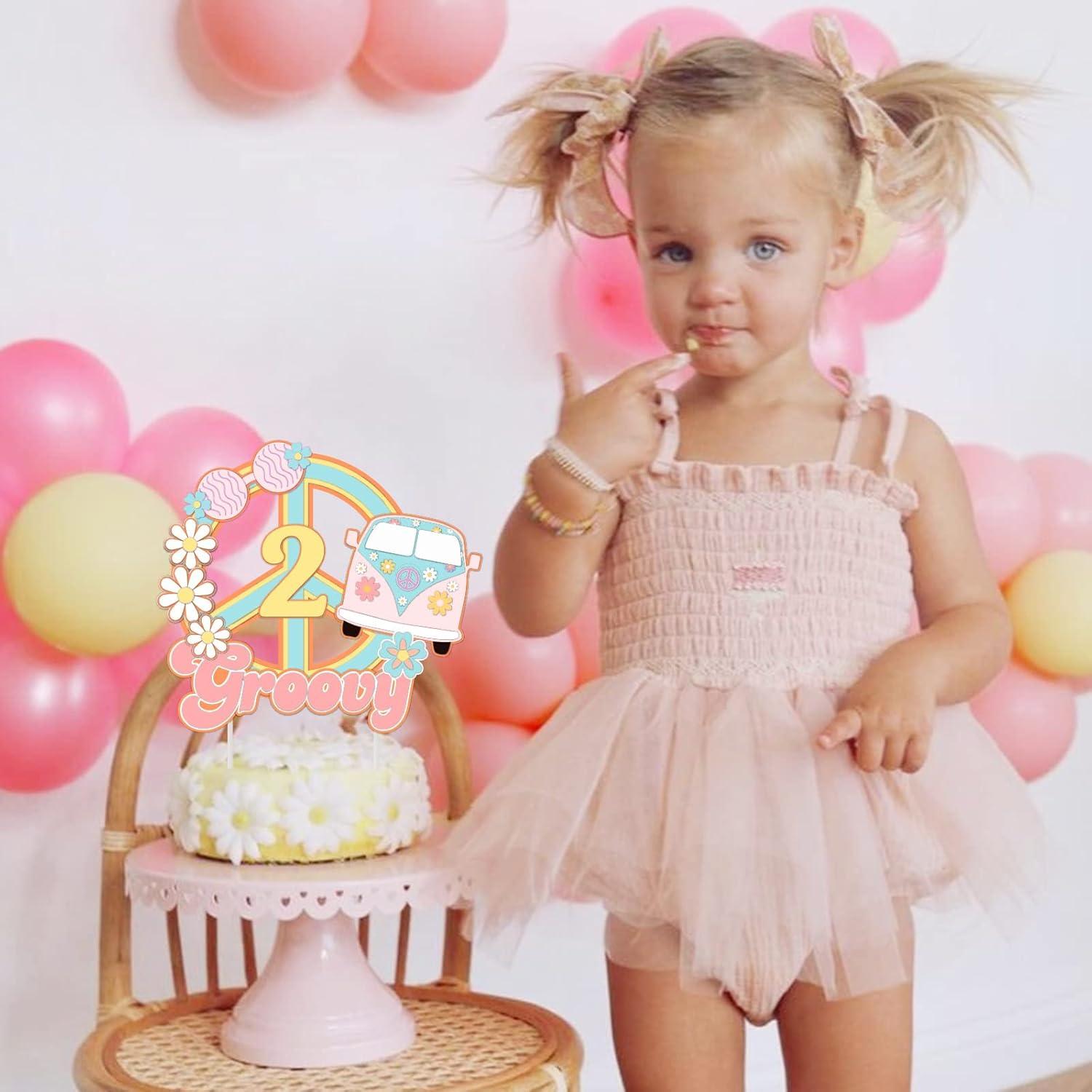 Adorno de Pastel 2 Groovy Cheereveal Rosa 15x17 cm